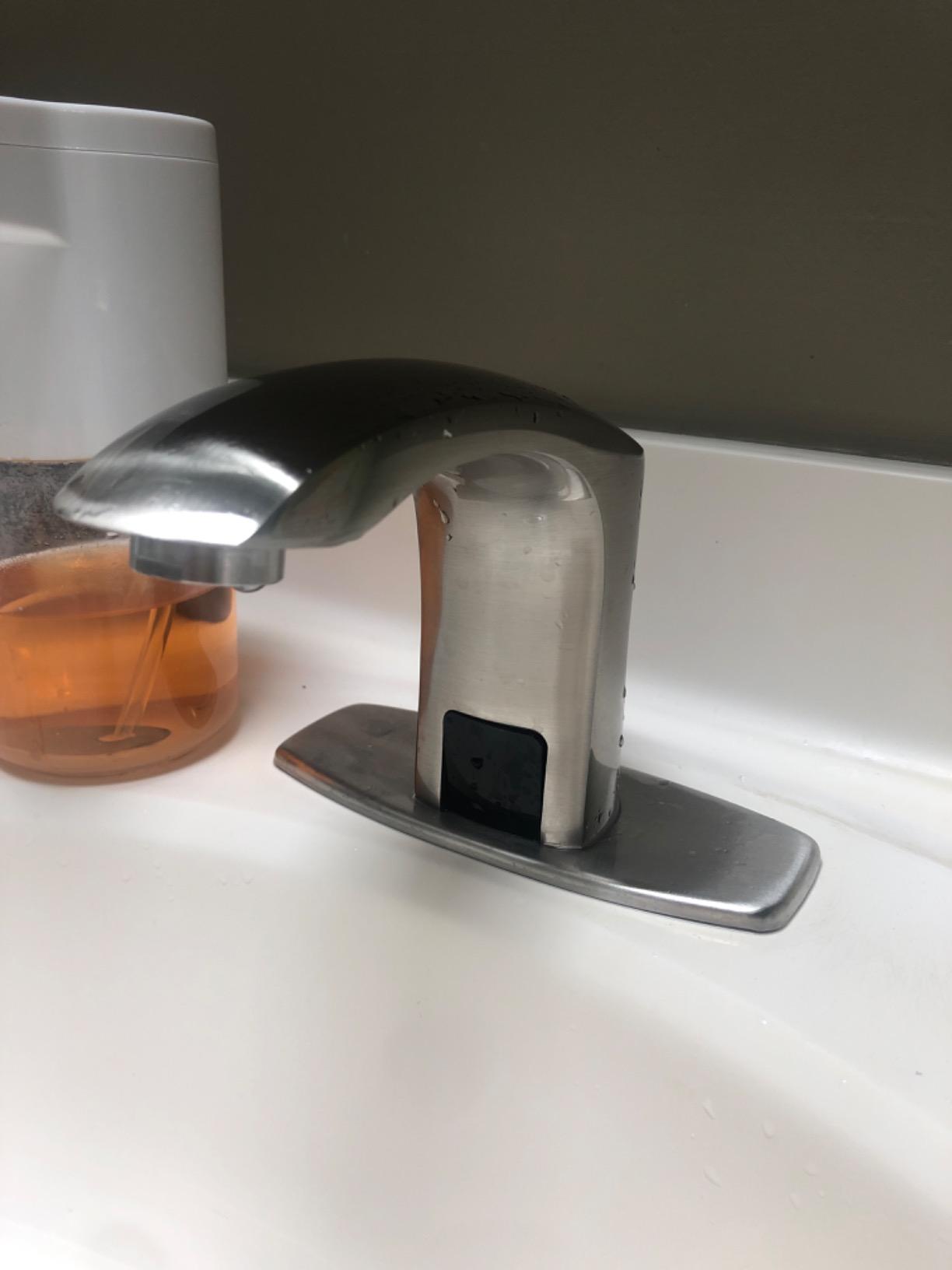 Touchless Bathroom Sink Faucet Commercial Hands Free Automatic Sensor Faucet by AC/DC Powered with Control Box and Temperature Mixer, Chrome - Customer Photo 1
