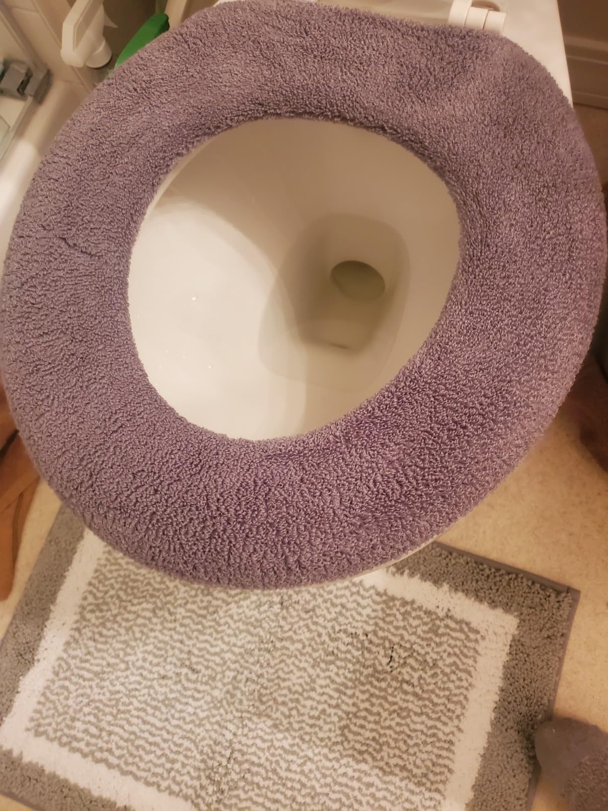 Soft Toilet Seat Cover - Plush & Thick Fabric Toilet Seat Warmer for Round & Elongated 14x18