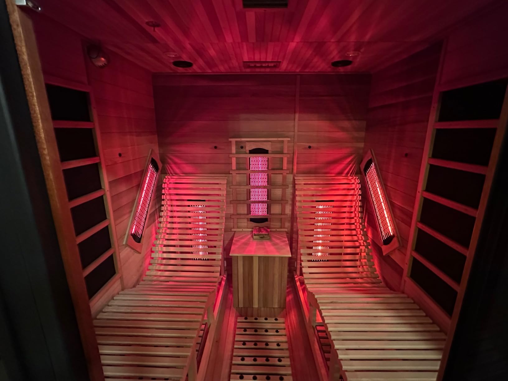 ZONEMEL Infrared 2 Person Wooden Sauna Room with Recliner, Red Cedar Luxury Indoor Sauna with 10 Heating Panels, Oxygen Bar, 3400 Watt, Full Spectrum Infrared Therapy Wood Dry Heat Sauna, 220V - Customer Photo 1