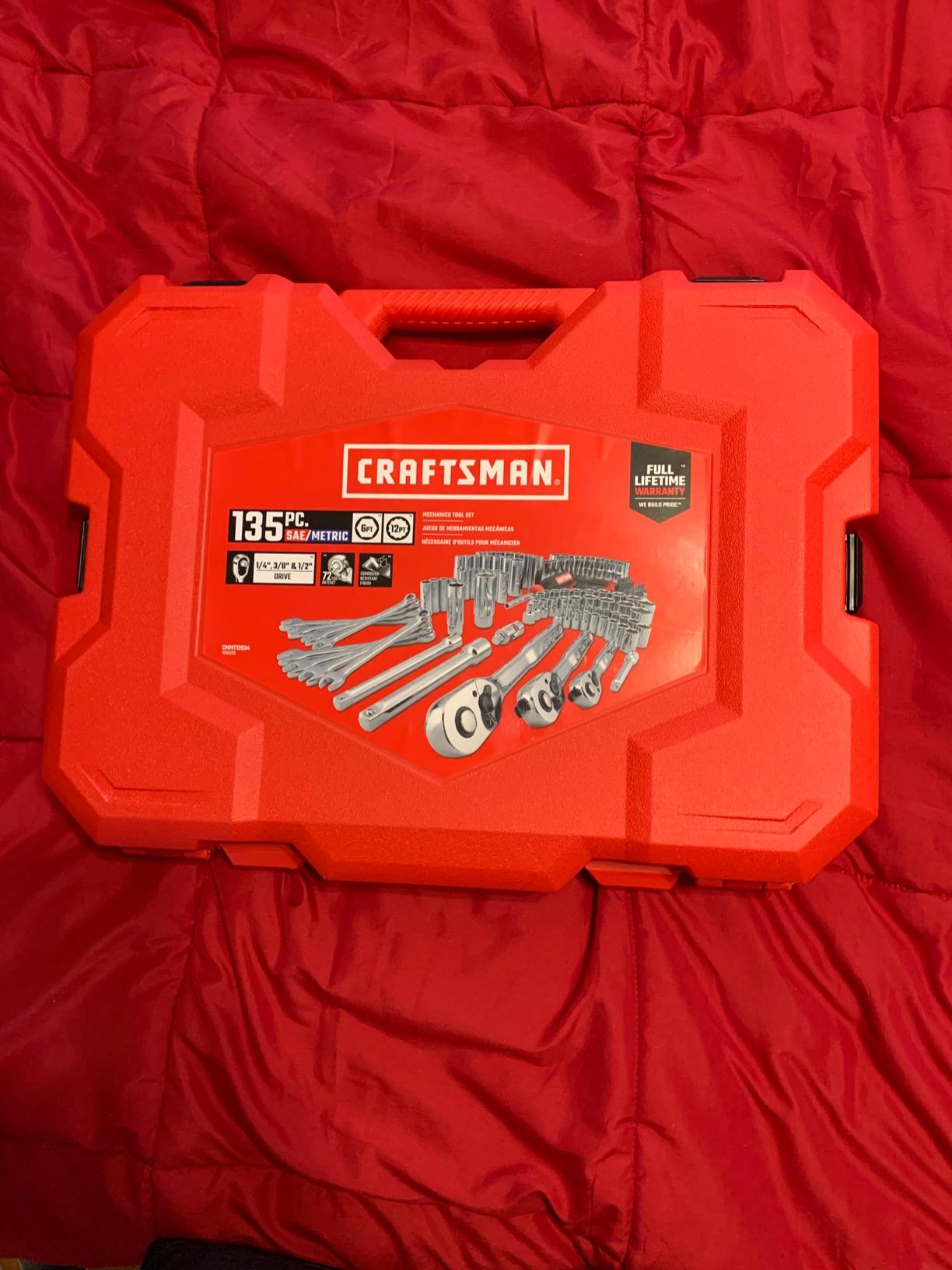 CRAFTSMAN Mechanic Tool Set 135 Pcs, 1/4, 1/2 and 3/8 Inch Drive SAE and Metric Socket Wrench Set with Case (CMMT12124) - Customer Photo 1