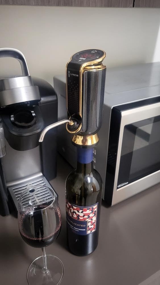 VINOWAKE Triovino Electric Wine Aerator, Dispenser and Preserver By LINKSTYLE — 3-in-1 Instant Aeration For Improved Taste, Measured Pouring & Wine Preservation up to 20-days - Customer Photo 1