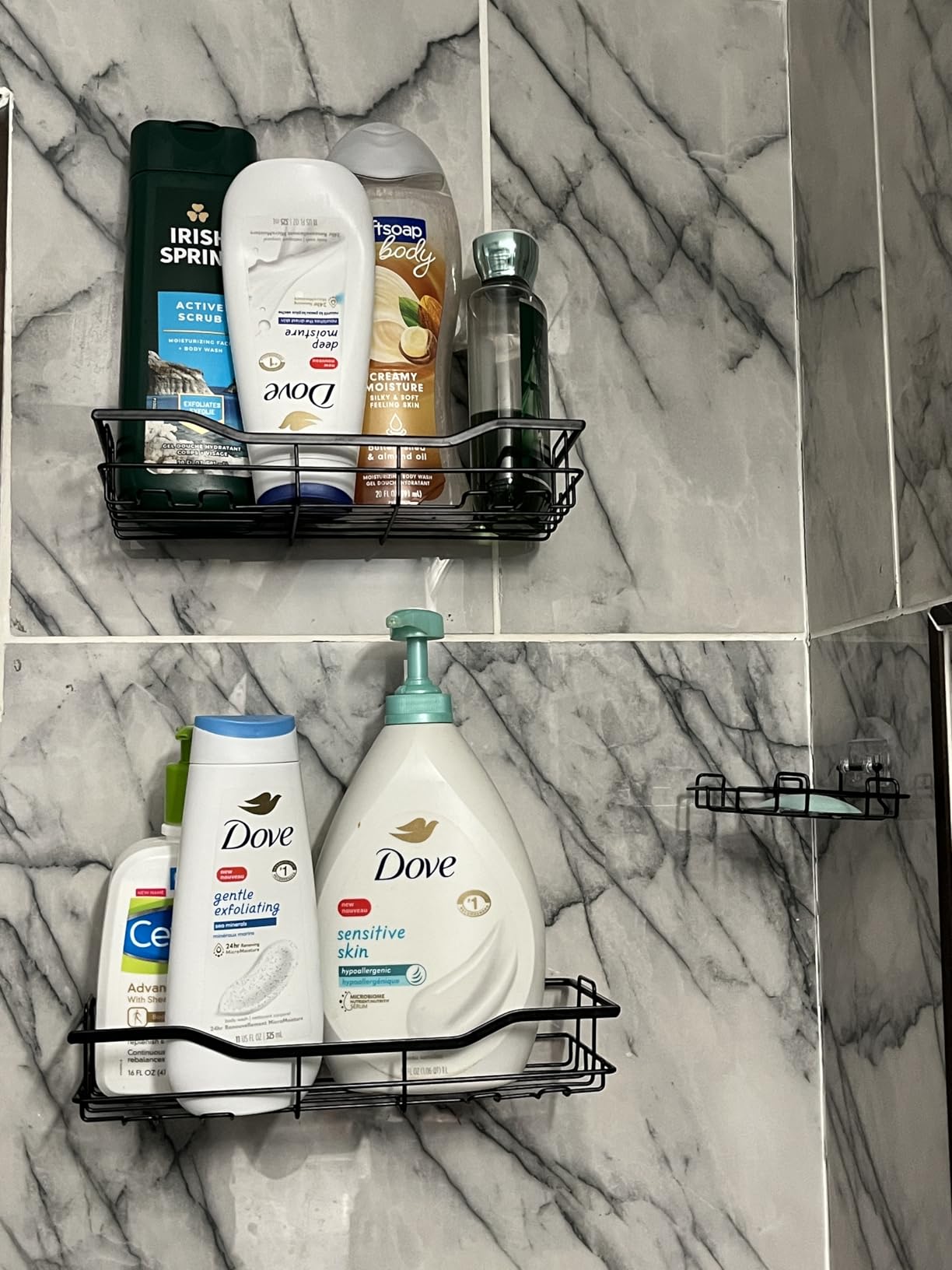 OMAIRA 3-Pack Shower Caddy with Soap Holder, Adhesive Rustproof No-drill Strudy Loading Inside Shower Organizer Shelves Rack Storage Bathroom Organization for Smooth Wall Glass Tile, Black (Large) - Customer Photo 1