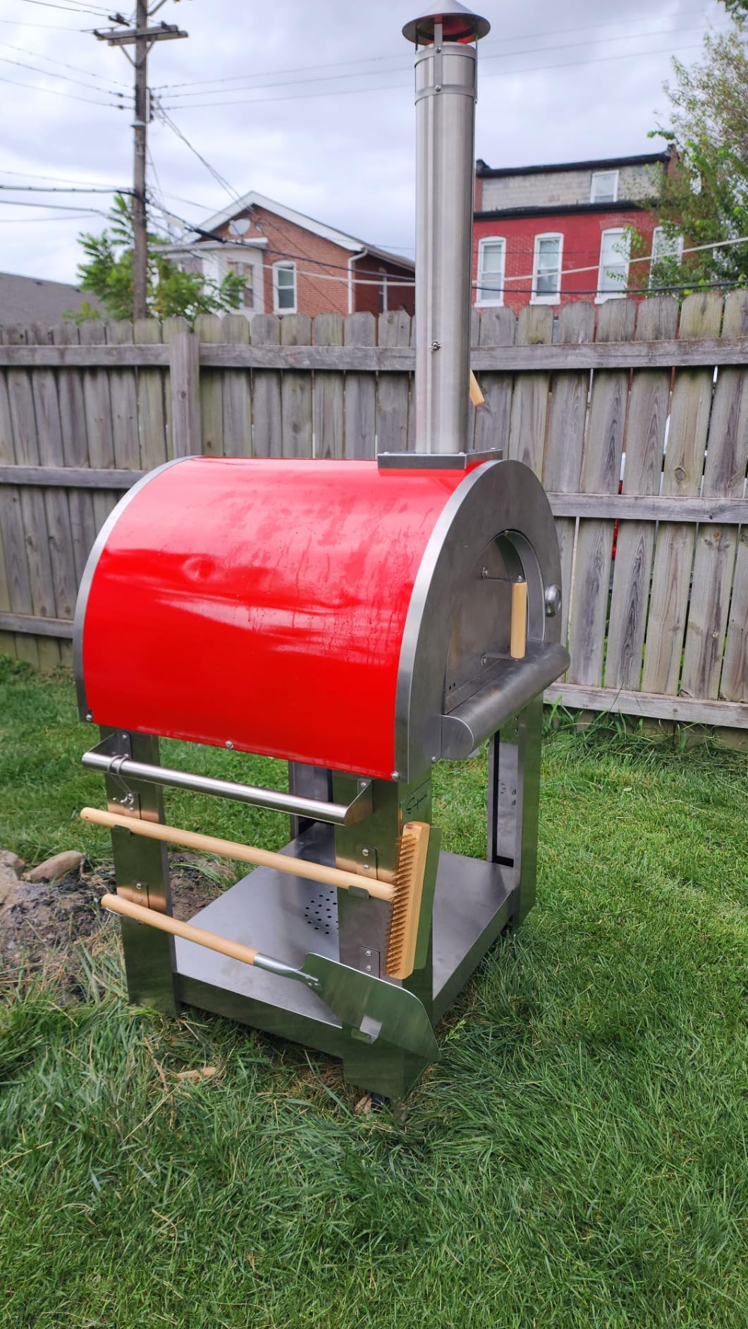 Empava Pizza Oven with Open Shelf and Wheels for Outdoor Kitchen, Wood Fire for Grill & Camping Backyard Party in Stainless Steel, 38.6 Inch, Italian Red - Customer Photo 1