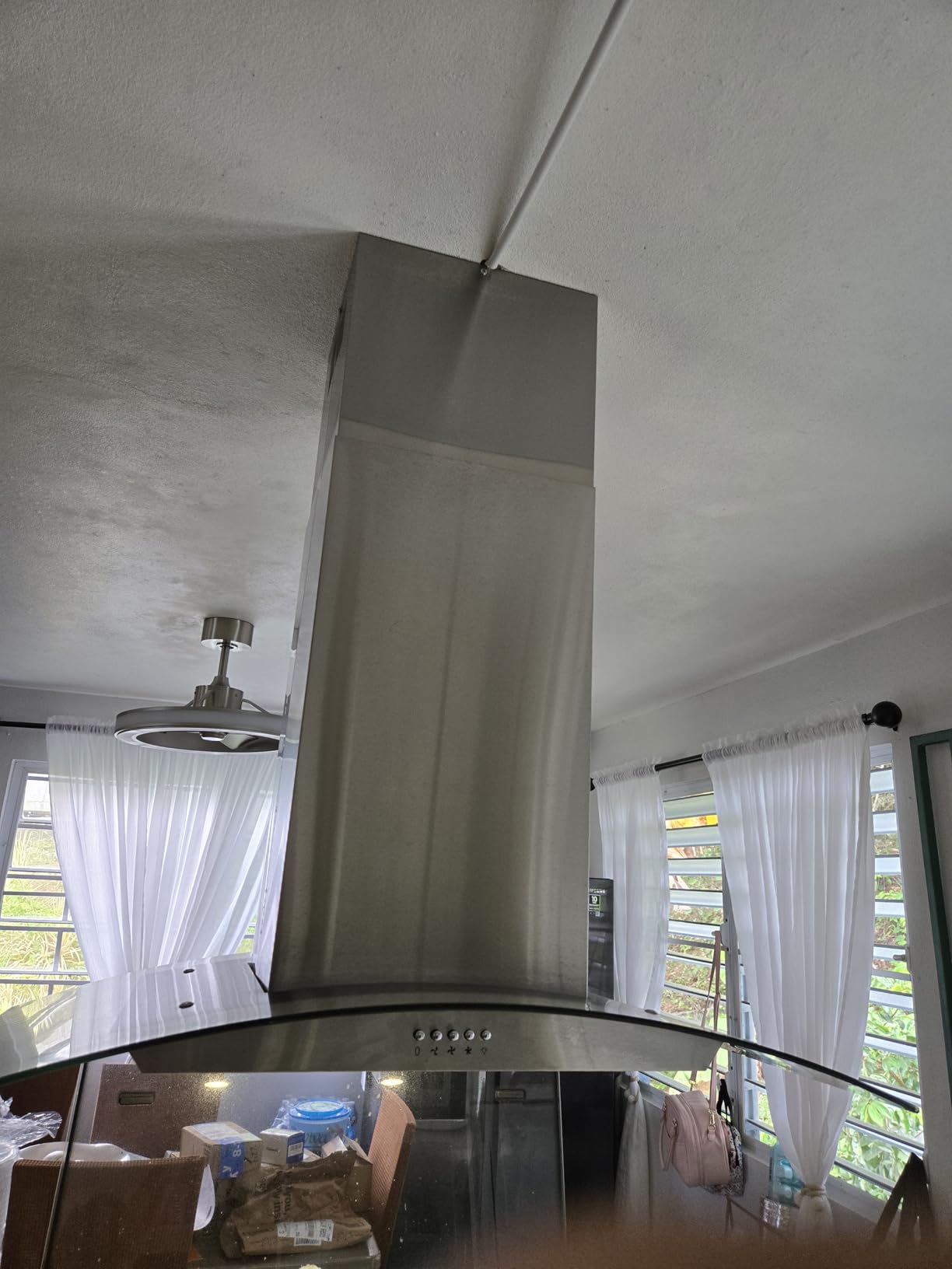 FIREGAS Island Range Hood 30 inch with 700 CFM, Ceiling Mount Kitchen Vent Hood Ducted/Ductless Convertible, Stainless steel stove hood with 3 speed fan, 4 lights, Tempered Glasss, Charcoal Filters Customer Review FIREGAS Island Range Hood 30 inch with 700 CFM, Ceiling Mount Kitchen Vent Hood Ducted/Ductless Convertible, Stainless steel stove hood with 3 speed fan, 4 lights, Tempered Glasss, Charcoal Filters - Customer Photo 1