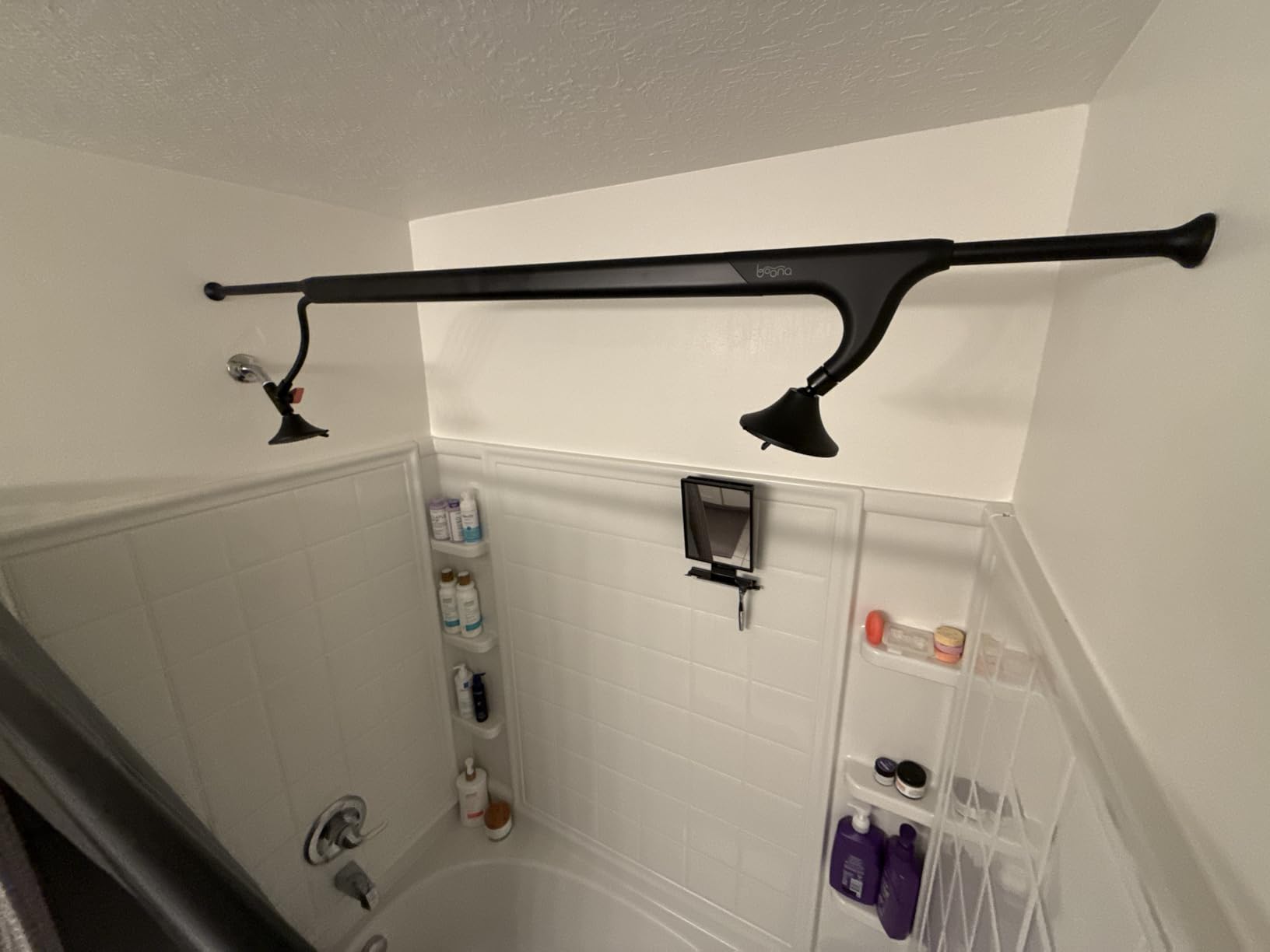 BOONA Original Tandem Shower as Seen on Shark Tank | Dual Shower Head for Couples | Spa-Like Water Pressure, Rainfall & Swedish Massage Settings | Easy Install, Midnight Black - Customer Photo 1