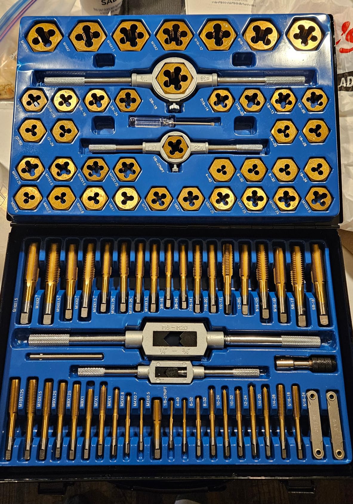 Orion Motor Tech 86pc Tap and Die Set, SAE & Metric Tap Set and Die Tool Set for Internal and External Threading, Coarse and Fine Threading Rethreading Tool Kit with Carrying Case - Customer Photo 1
