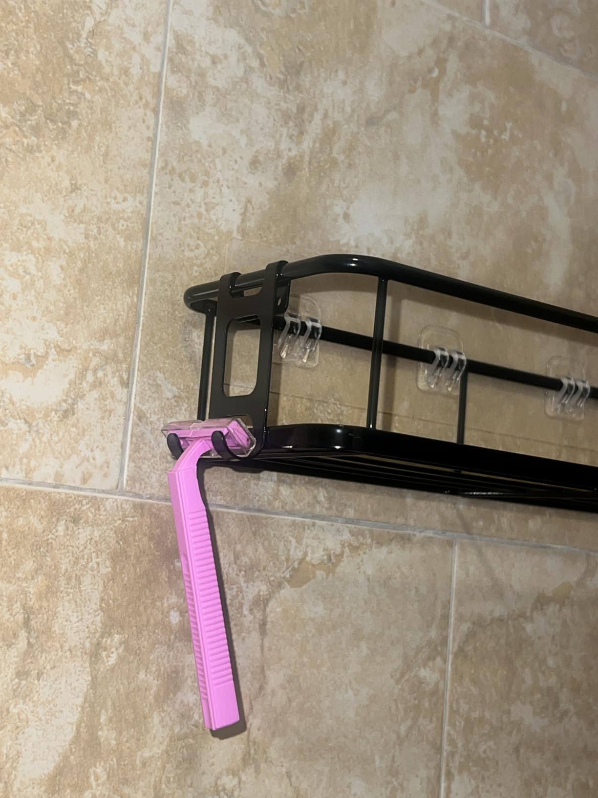 YASONIC Shower Caddy Adhesive, No Drill Bathroom Shower Organizers, with Removable Hooks, Rust Proof Shower Shelves, Wall-Mounted Shower Holder, Black, 2 Pack - Customer Photo 1