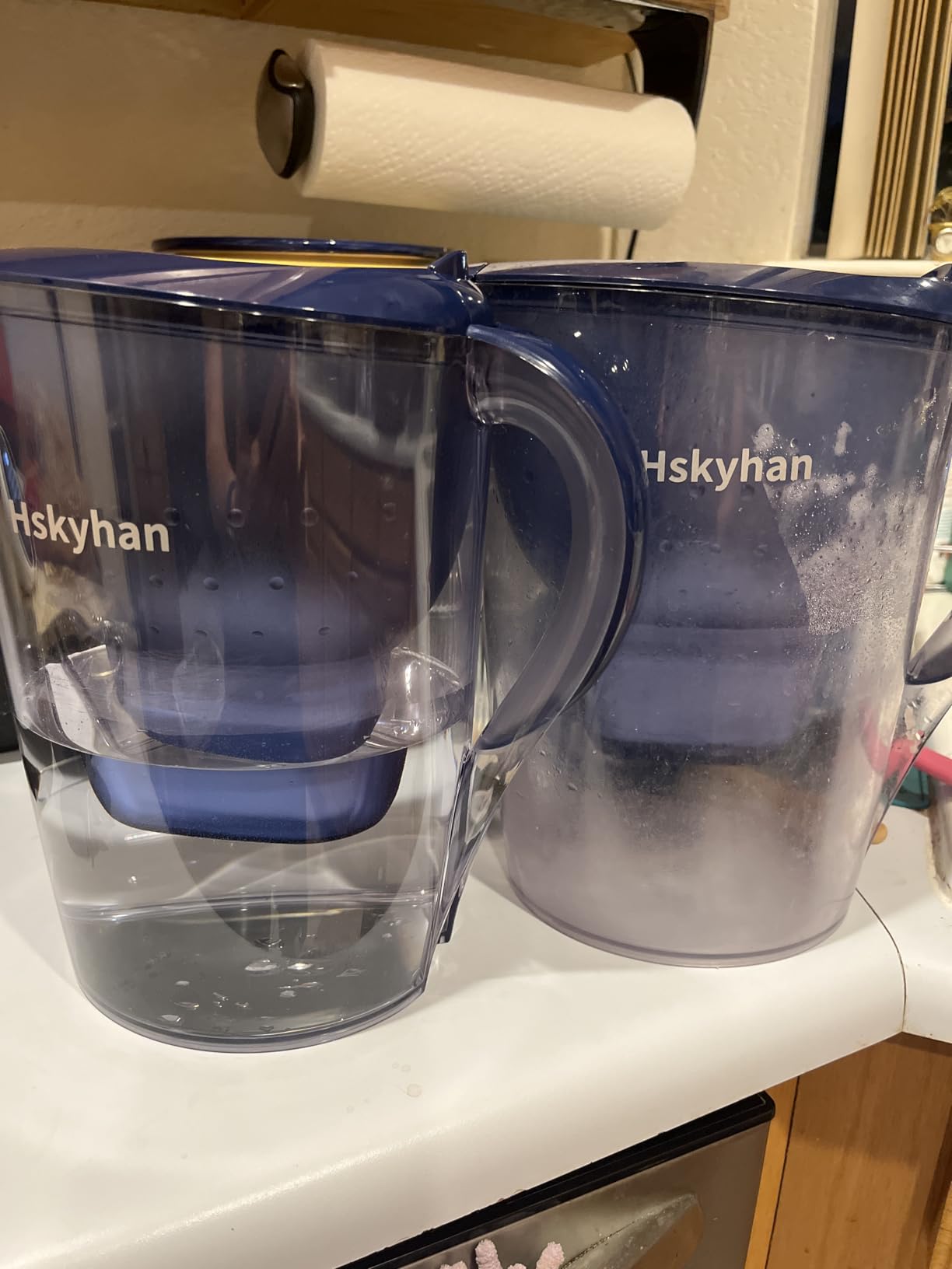 Hskyhan Alkaline Water Filter Pitcher - 3.8 Liters Improve PH, 2 Long Lasting Cartridge Included, BPA Free, 7 Stage Filtration System to Purify, Blue - Customer Photo 1