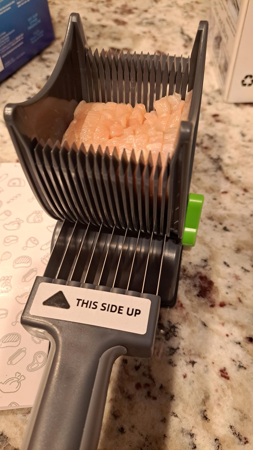 SupMaKin Fresh Meat Slicer, Thickness Adjustable 2 or 4 mm, 17 IN 1 Stainless Steel Manual Meat Cutter, Cleaver Kitchen Knife, Jerky Slicer Suit for Chicken Breast Beef Pork (Gray) - Customer Photo 2