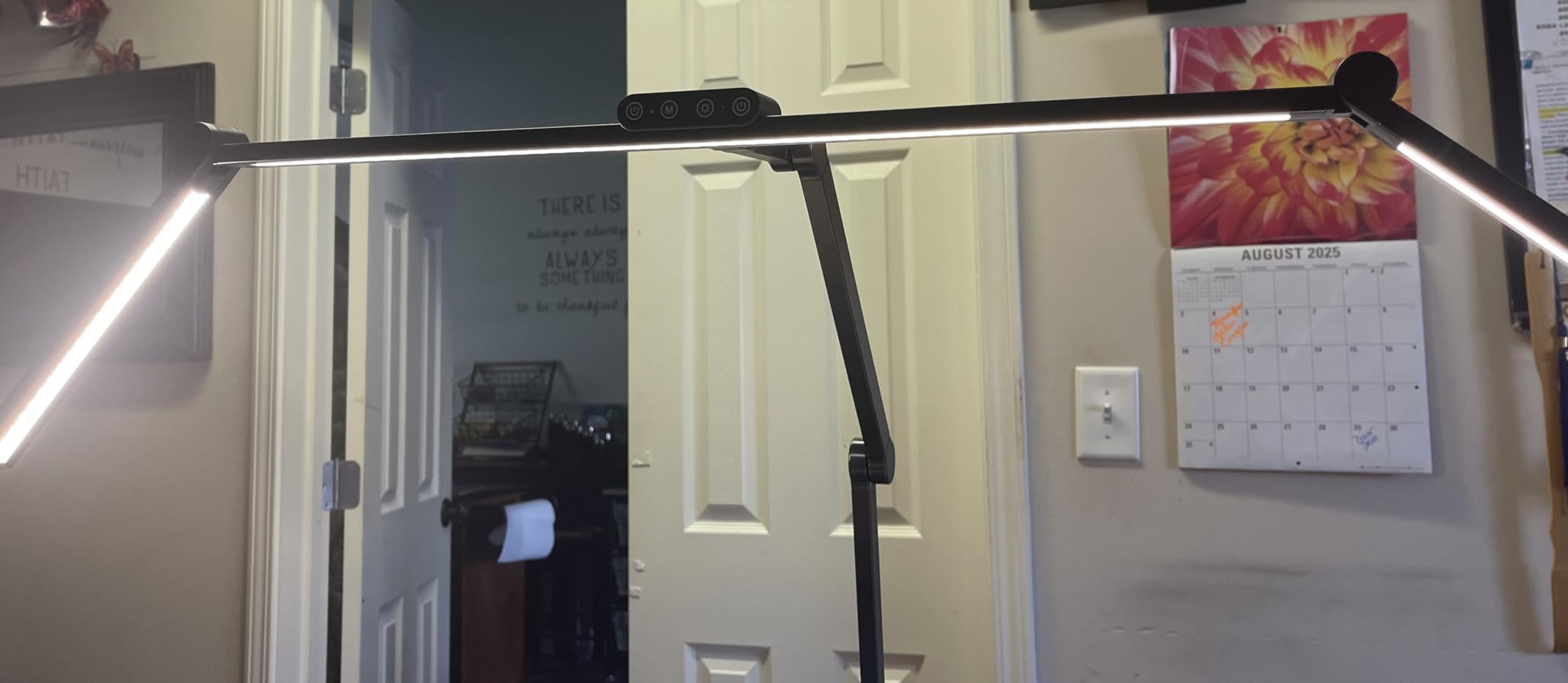 3000 Lumen Ultra Bright Architect Desk Lamp with Clamp, 36W Tall Overhead Led Desk Light for Home Office, 47Inch Long Dimmable Computer Monitor Light Bar with Remote for Table Desktop Drafting - Customer Photo 1