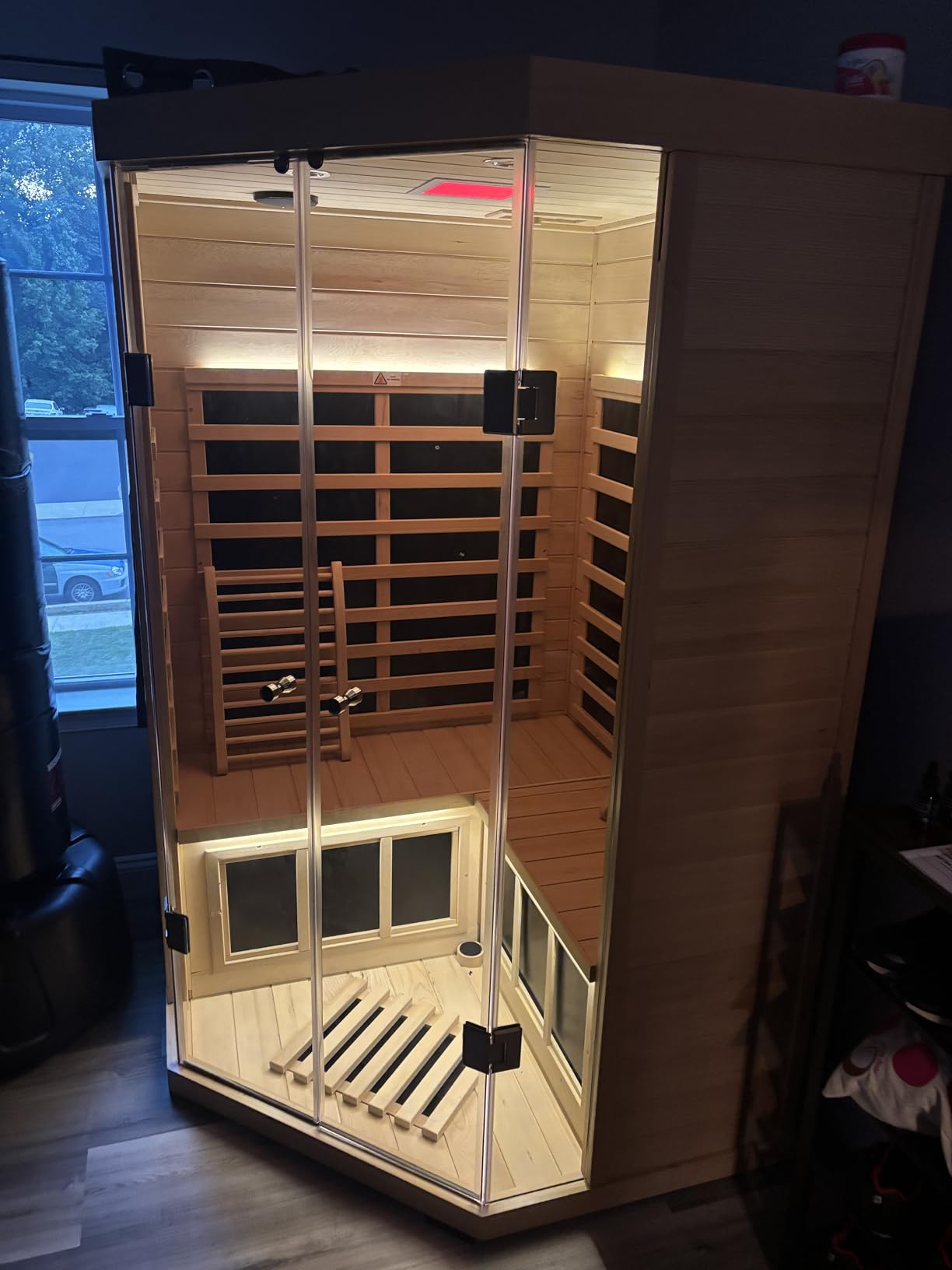 2-3 Person Ultra Low EMF(0-5mG) Far Infrared Sauna, 1520w Hemlock Indoor Sauna Room with APP Control, LCD Panel Control, Constant Temperature Cover, Chromotherapy Lamp, Reading Lamp, Bluetooth Speaker - Customer Photo 2