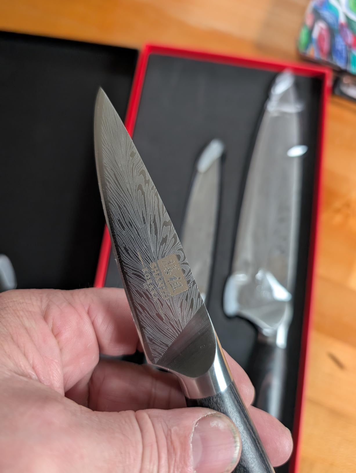 SHAN ZU Chef Knife in Powder Steel, Japanese Kitchen Knife 8 Inch, Ultra Sharp Chef's Knives, High Carbon Japanese Knives with Ergonomic Pakkawood Handle Professional Utility Knives for Meat Vegetable - Customer Photo 1