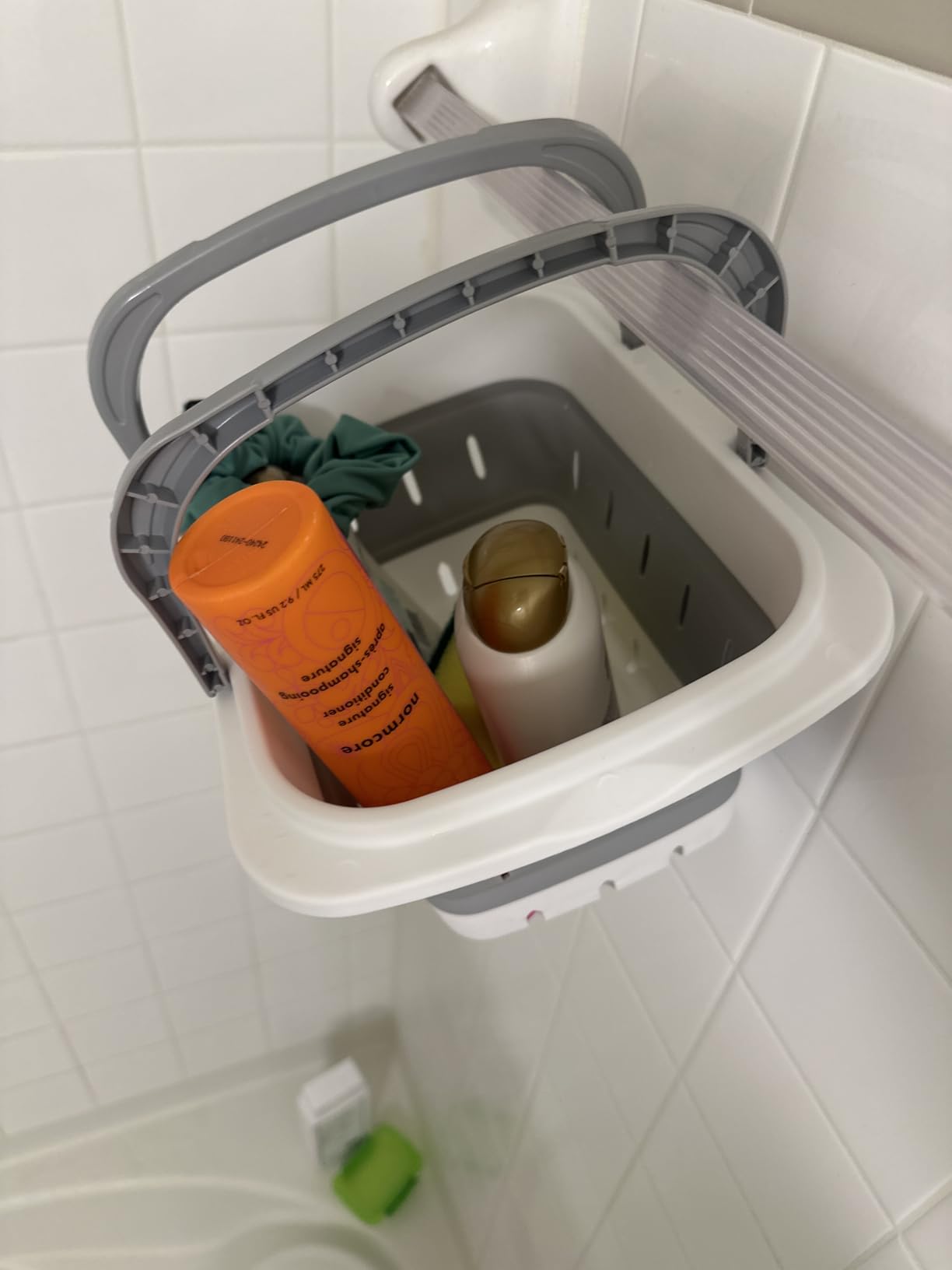 Portable Folding Plastic Bath Caddy with Handle, Perforated, Travel Bathroom Organizer for Bedroom, Bathroom, Shower, Dorm Room, Camping and RV Use (Grey, 1 pack) - Customer Photo 1