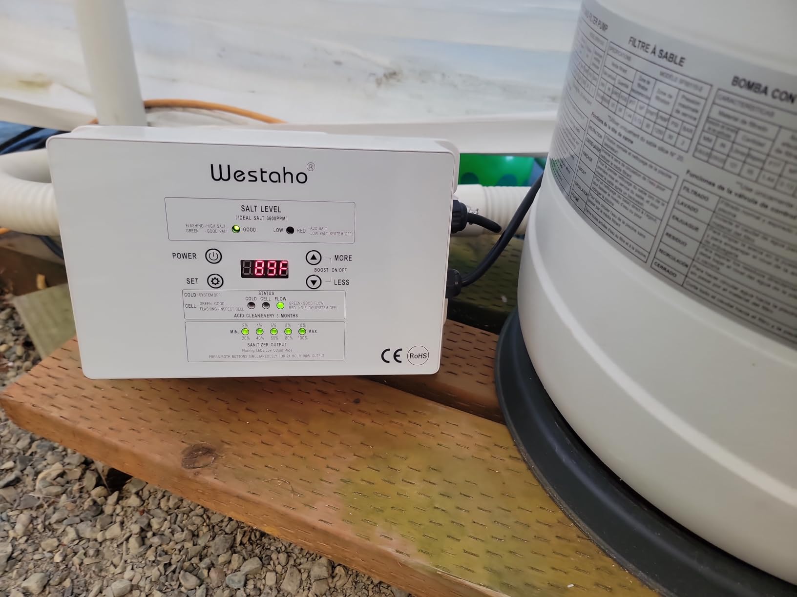 Saltwater Pool System, Westaho Salt Chlorine Generator with USA Titanium Cell for Above Ground Pools Up to 15,000 Gallons, Compatible with Intex Pool, IP 66 Waterproof customer photo 2