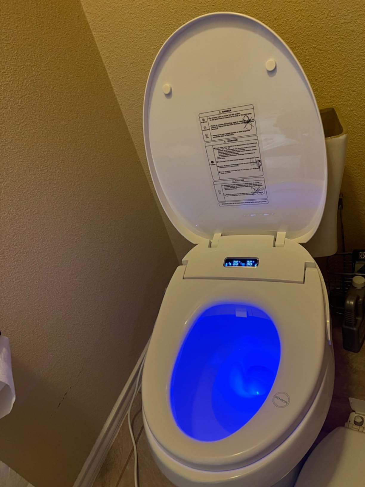 Electric Bidet Toilet Seat, Elongated V-shaped Heated Bidet with Dryer and Warm Water, Rear and Front Washing, Self-Clean Nozzle,Soft Close Toilet Seat with Remote Control, LED light and Deodorization - Customer Photo 2