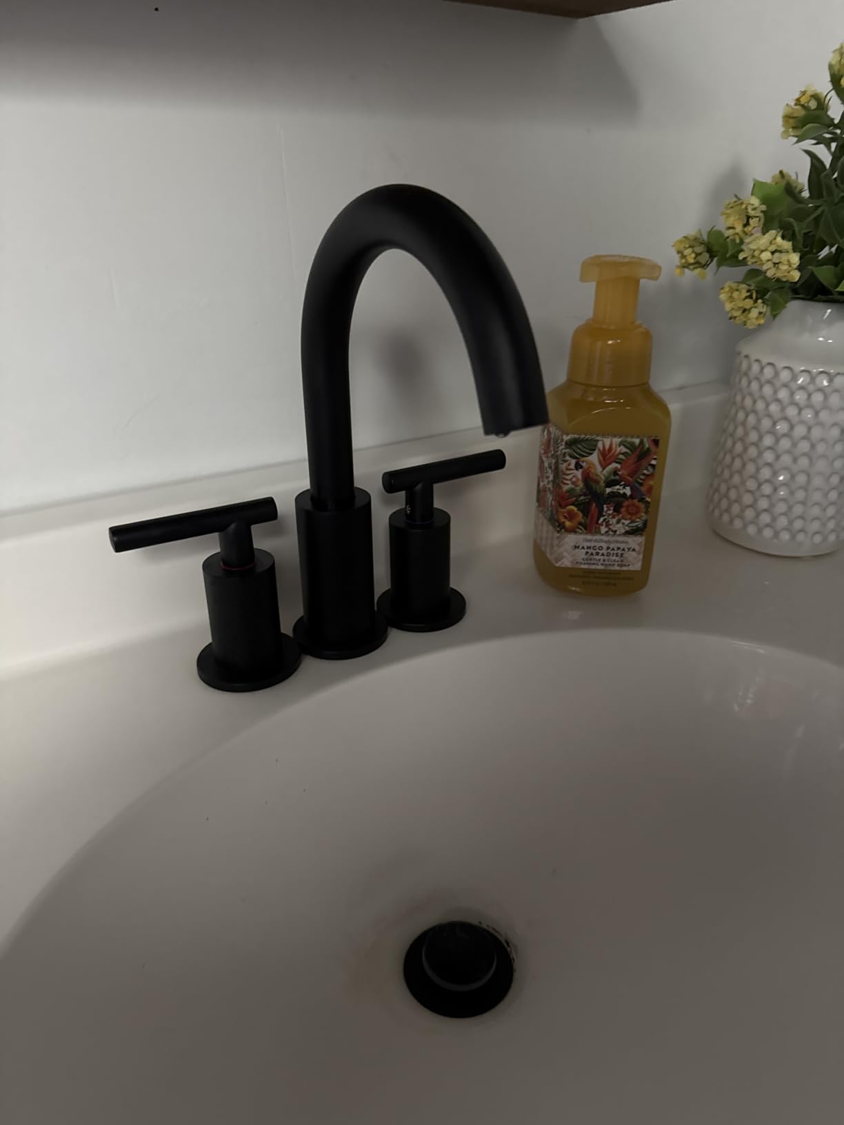 FORIOUS 2 Handle Touchless Bathroom Faucet Black with Movable Sensor, 8 Inch Widespread Bathroom Faucet 3 Hole Matte Black with Metal Matching Drain and Swivel Spout, Touchelss Vanity Sink Remodel - Customer Photo 2