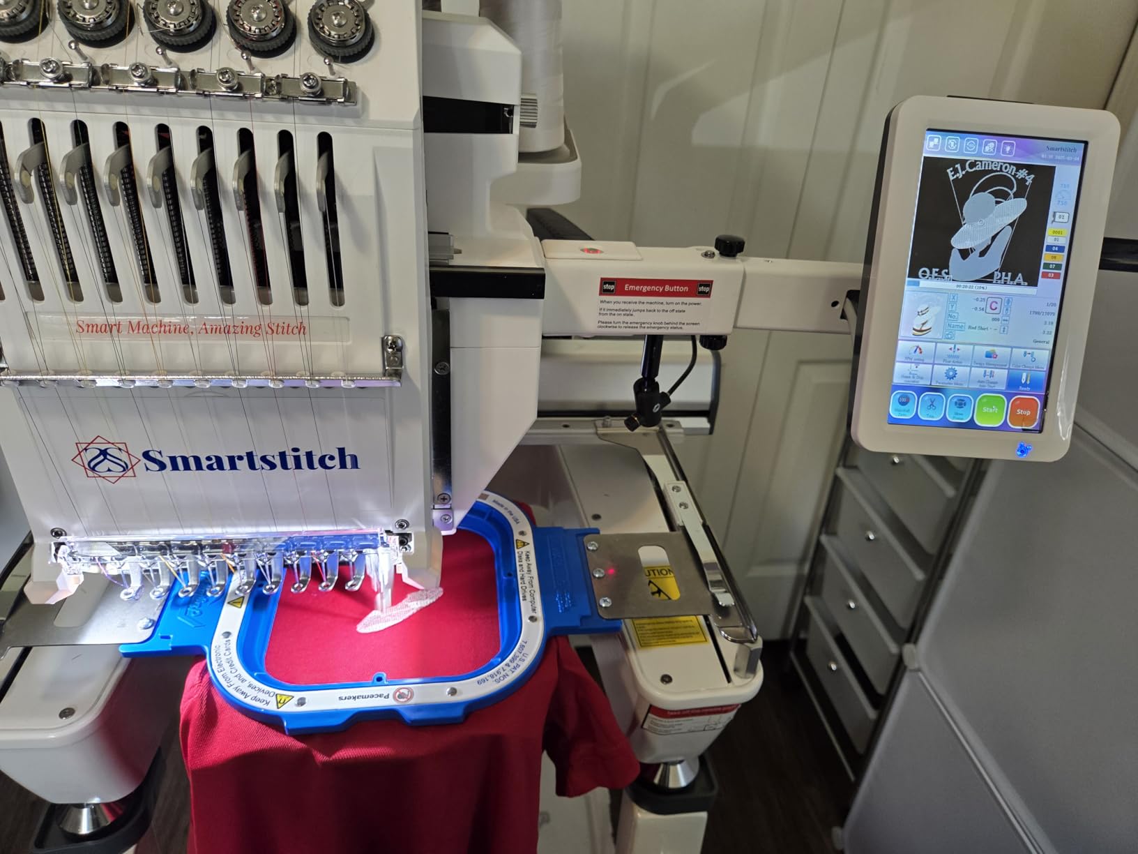 Smartstitch S-1001 Upgraded Embroidery Machine with 10 Needles, 1200SPM Max Speed, 7