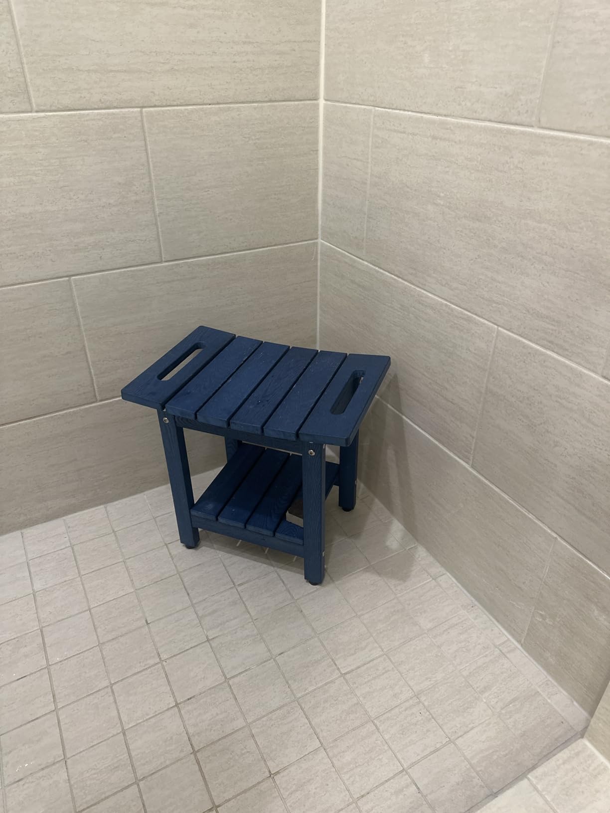 HIPS Shower Benches for Inside Shower, Shower Stool with Space-Efficient Storage Shelf, Waterproof Shower Chair Seat for Spa Bathroom(Light Gray) - Customer Photo 1