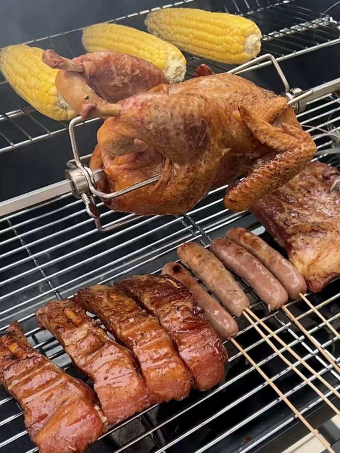 Sophia & William Heavy-Duty Vertical Offset Charcoal Smoker Extra Large Outdoor BBQ Gill with Offset Smoker, 961 SQ.IN. Cooking Area with Warming Tray,Push-out Ash Tray for Event Gathering, Black - Customer Photo 1
