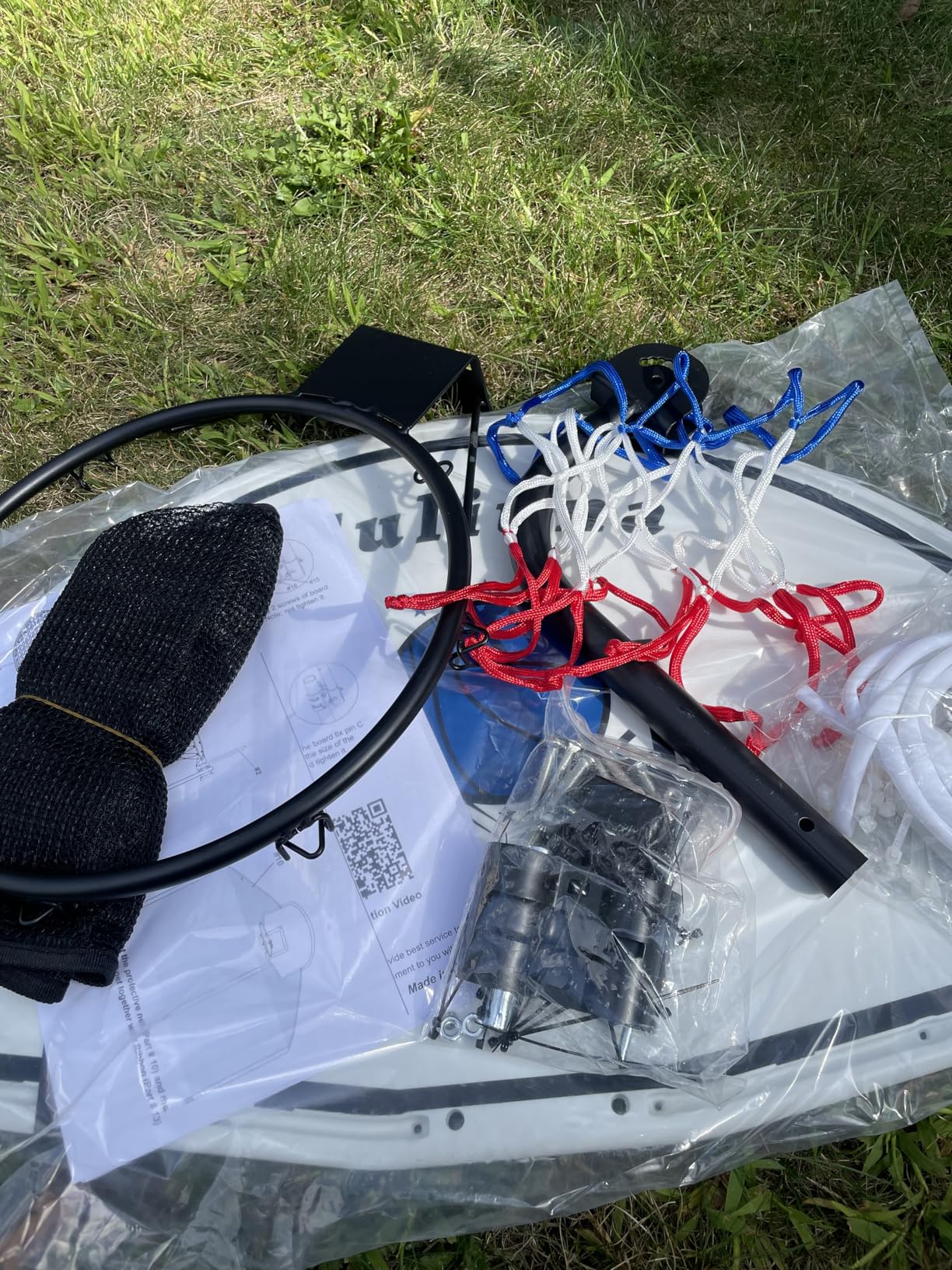 Trampoline Basketball Hoop with LED Lights, Solar Powered Basketball Hoop for Trampoline Fits for Straight Pole & Curved Pole, Trampoline Basketball Hoop Attachment with Mini Ball and Pump - Customer Photo 2