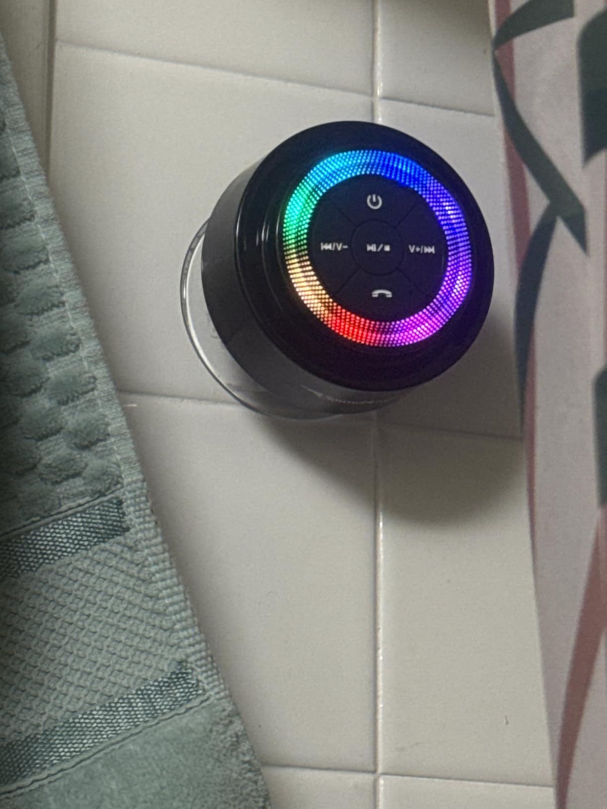 XLeader Shower Speaker, Upgraded,Certified IPX7 Waterproof, Mini Bluetooth Wireless Small Speaker with Lights, Suction Cup and Mic for Bathroom, Crystal Sound&Bass,12H Playtime, Ideal Electronic Gifts - Customer Photo 1