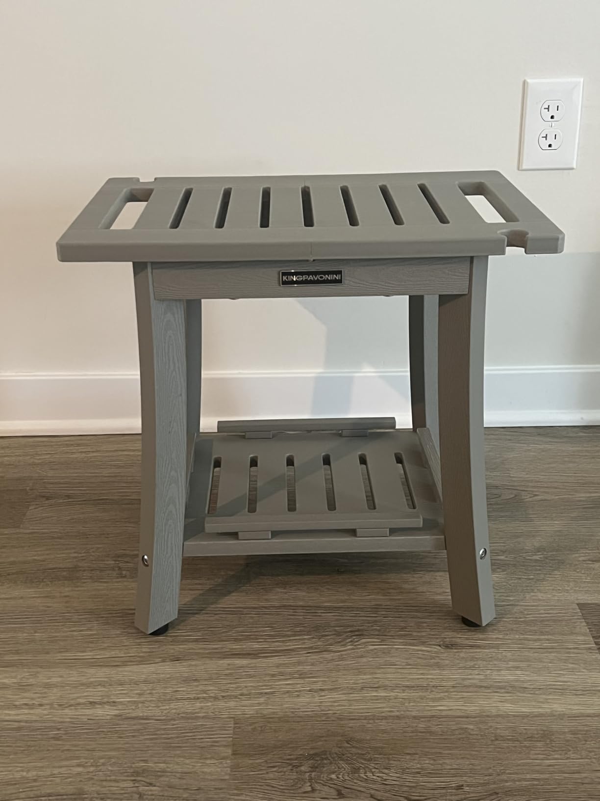 KingPavonini HDPS Shower Benches for Inside Shower to Sit on, Waterproof Shower Stool for Shaving Legs, Heavy Duty 400LBS Shower Seat with Storage Shelf, Shower Chair for Bathroom/Indoor/Outdoor Use - Customer Photo 2