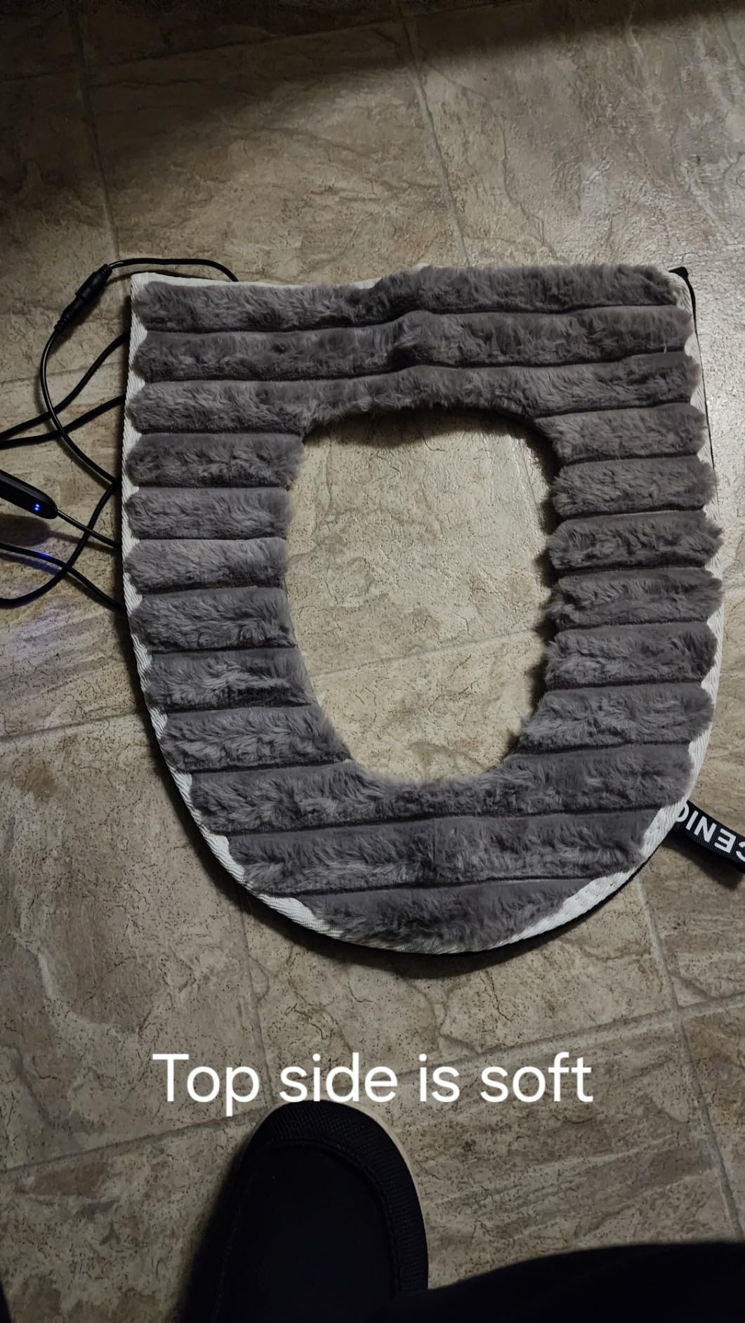 Heated Toilet Seat Cover,USB Powered Toilet Seat Warmer with Charger,5-Speed Adjustable Temperature and Timing Function,Levels Toilet Seat Cover with Soft Plush Fabric,Easy To Clean and Installation - Customer Photo 1