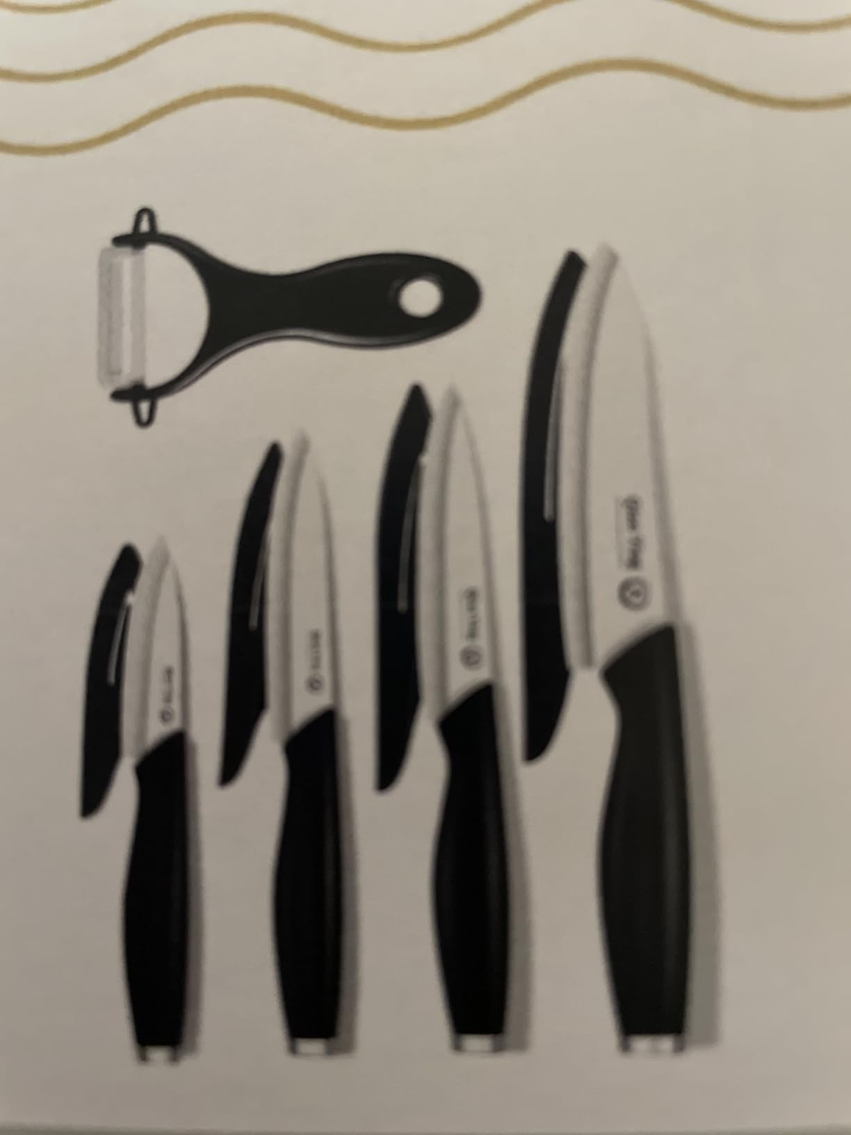 Ceramic Knife Set for Kitchen with Sheath: 100% Zirconia Pure Ceramic Sharp Blade Fruit Cutting Knives 9Pcs with Cover Rustproof Clean Cut Edge Black Handle, No Scratches on Titanium Cutting Boards - Customer Photo 2