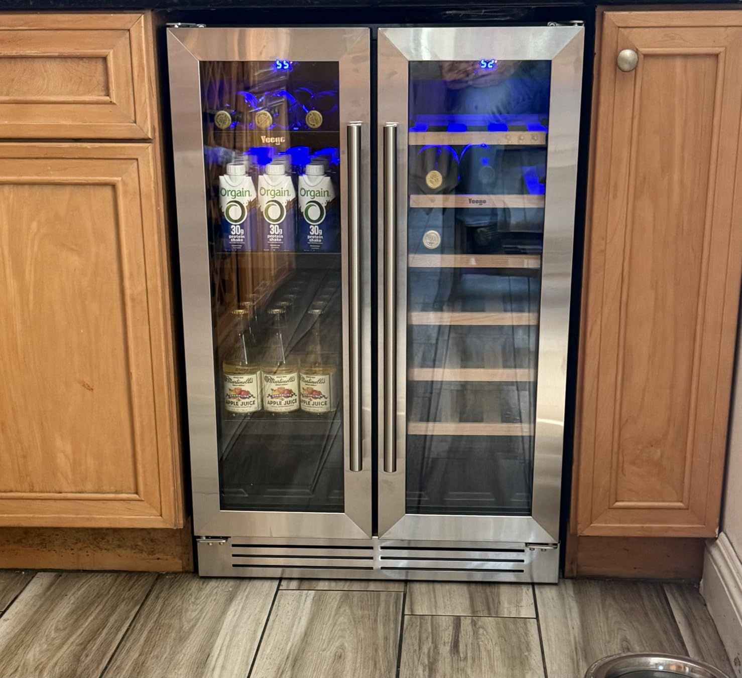 Yeego Wine Fridge Cooler - 15 Inch Dual Zone Wine Fridge Hold 28 Bottles, 40-65°F Wine Refrigerator Glass Door, Built in, Freestanding Under Counter Fridge for Beer Soda Drink Home Bar Office - Customer Photo 2