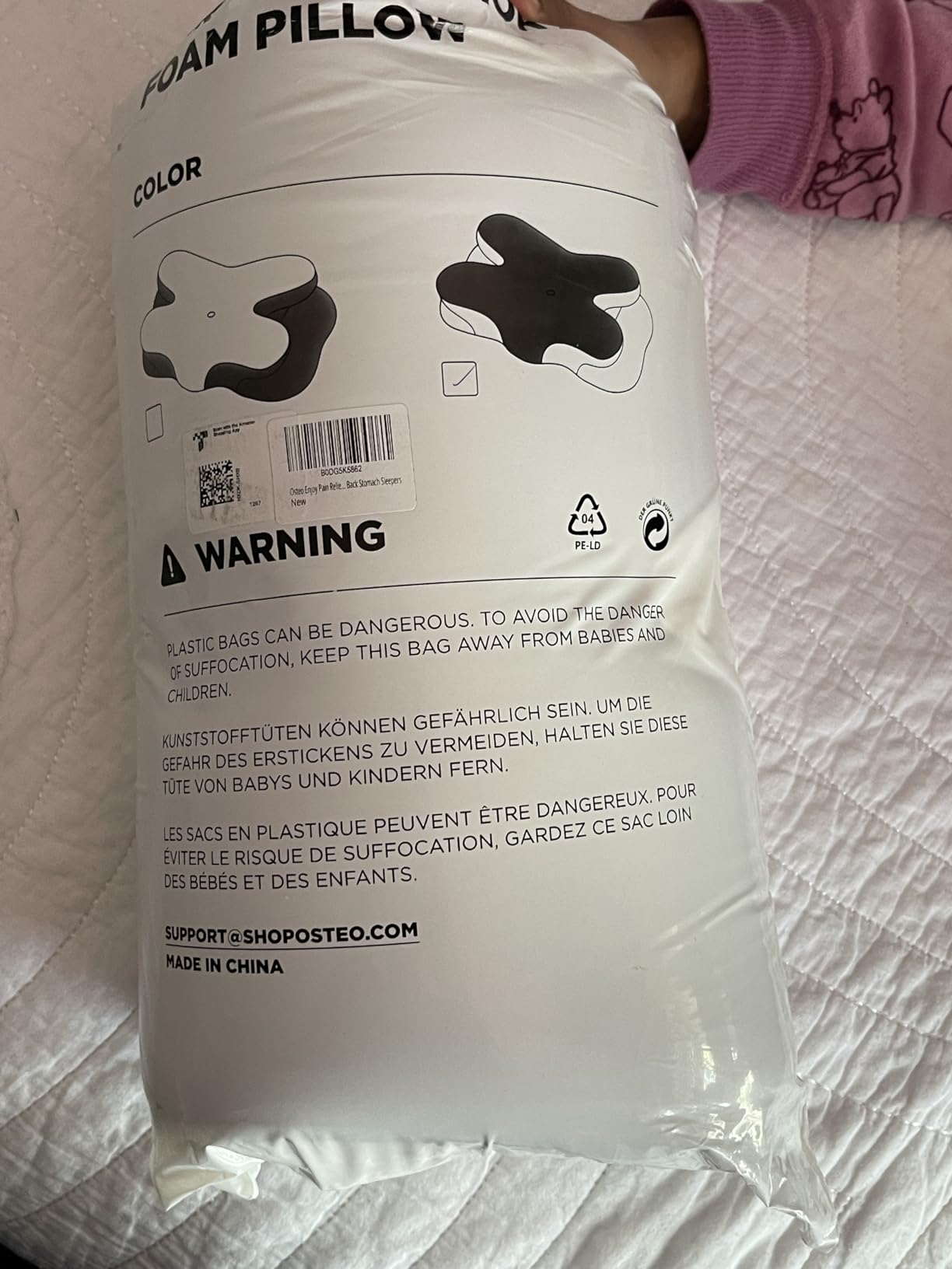 Osteo Enjoy Pain Relief Sleeping Cervical Neck Pillow, Ergonomic Contour Zoned Fits Side Sleeper, Non-Temperature Affected Memory Foam Pillows, Q-max Cooling Pillow Support Back Stomach Sleepers - Customer Photo 1