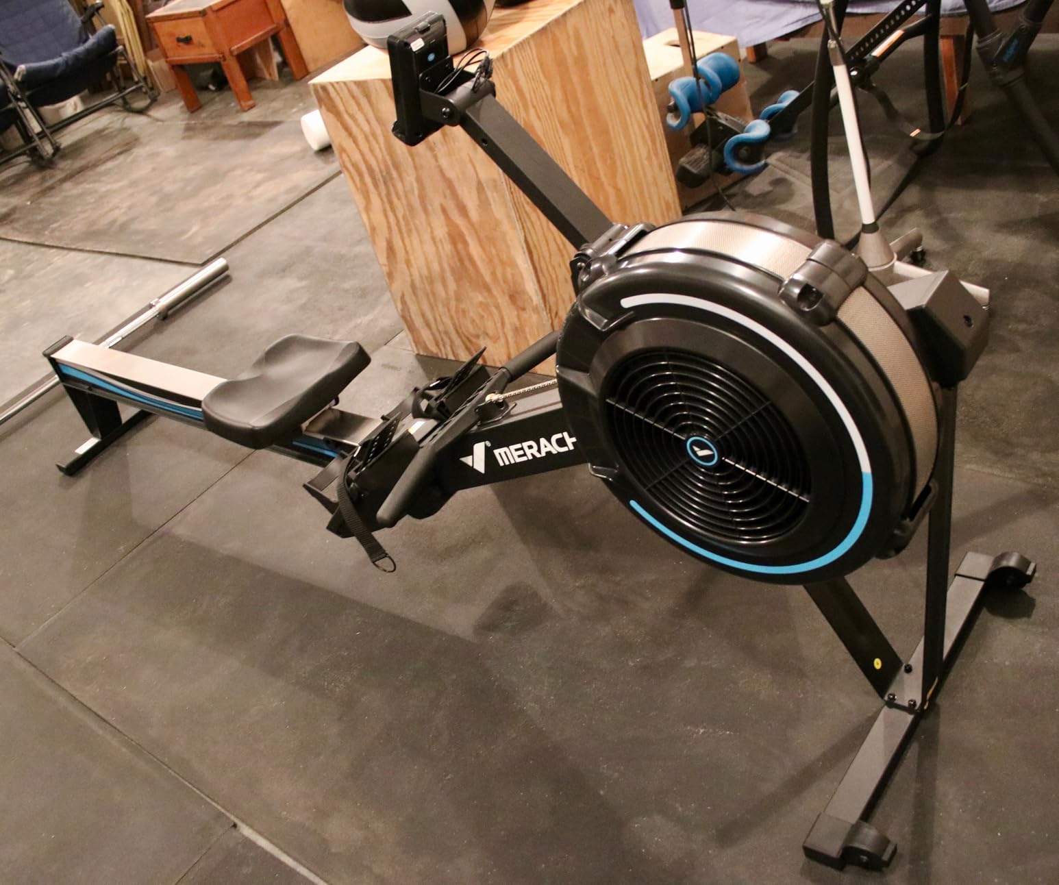 MERACH Rowing Machines for Home, Adjustable Air Resistance Professional Indoor Rowing Machine, Ergonomic Comfort Seat, Performance Monitor and Device Holder, Easy Storage - Customer Photo 1