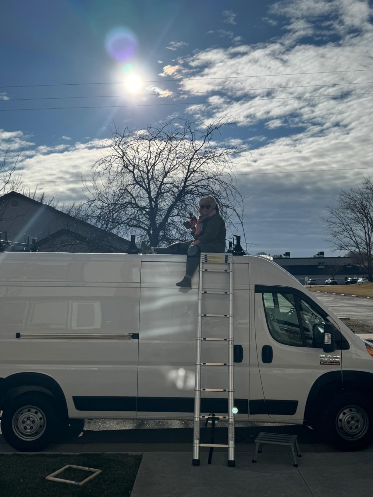 Telescoping Ladder,12.5 FT Extension Ladder, Heavy Duty 330lbs Max Capacity, Multi-Purpose Collapsible Ladder for RV or Outdoor Work - Customer Photo 1