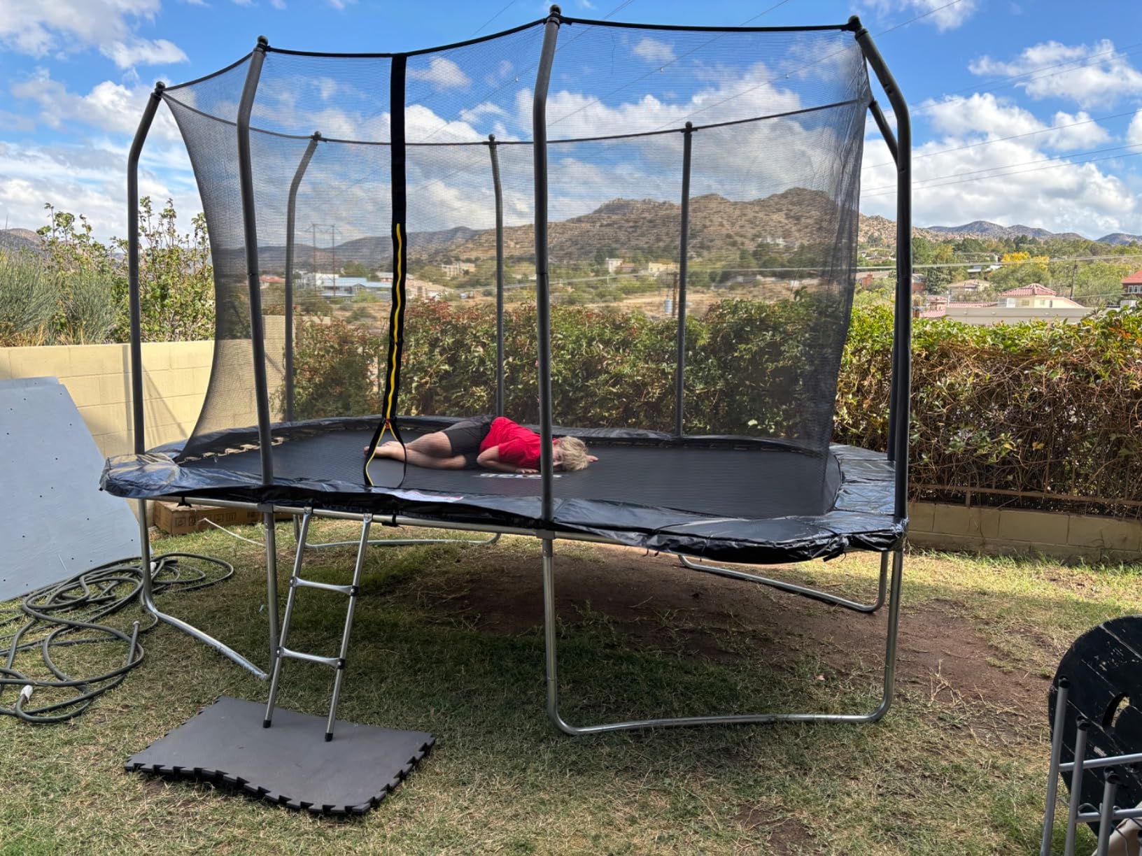 AOTOB 12 FT 14 FT Rectangle Trampoline - Perfect Outdoor Trampoline for Kids - Gymnastics Style Tranpoline with Enclosure Net - Supports Up to 440 lbs - Customer Photo 2