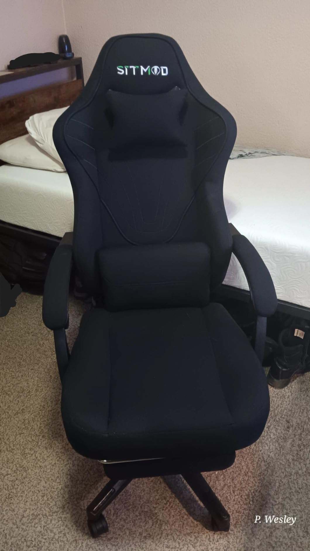 Gaming Chair, Big and Tall Gaming Chairs for Adults with Footrest and Lumbar Support, Comfortable Ergonomic Fabric Computer Chair 400 lbs, 360° Swivel, Height Adjustable Video Gamer Chair, Silla Gamer - Customer Photo 3