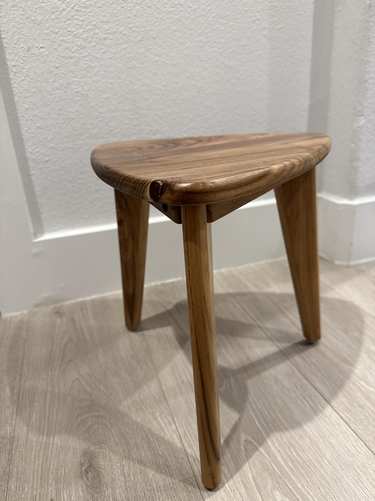 Teak Shower Stool, Teak Shower Bench, 12'' Spa Shower Foot Rest for Shaving Legs, Waterproof Wood Chair for Inside Shower, Organizer Wooden Stool, Corner Seat for Bathroom Livingroom - Customer Photo 1