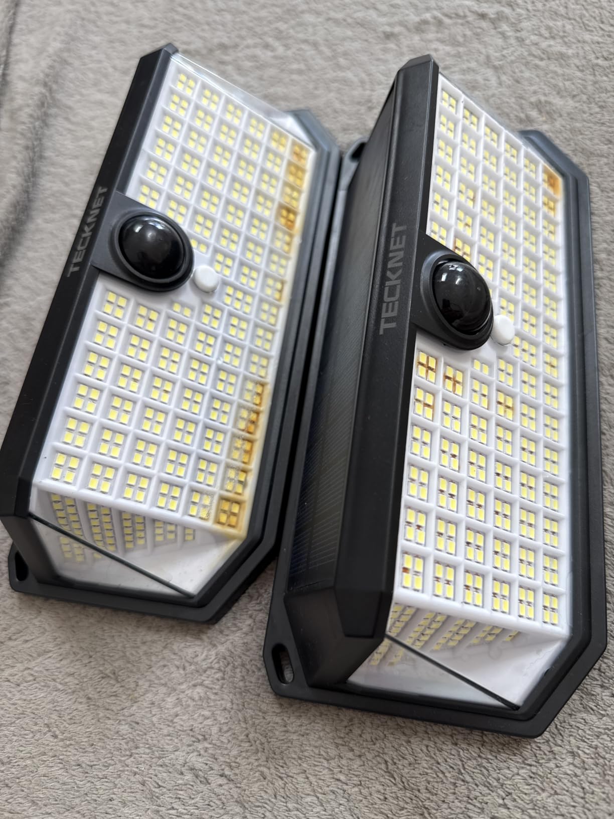 TECKNET 416 LED Solar Lights Outdoor Waterproof, 300° Angle & 3 Lighting Modes Motion Sensor Outdoor Lights, 2 Pack Security Solar Flood Lights IP66 for Fence Front Door Yard Deck Garden Garage - Customer Photo 1