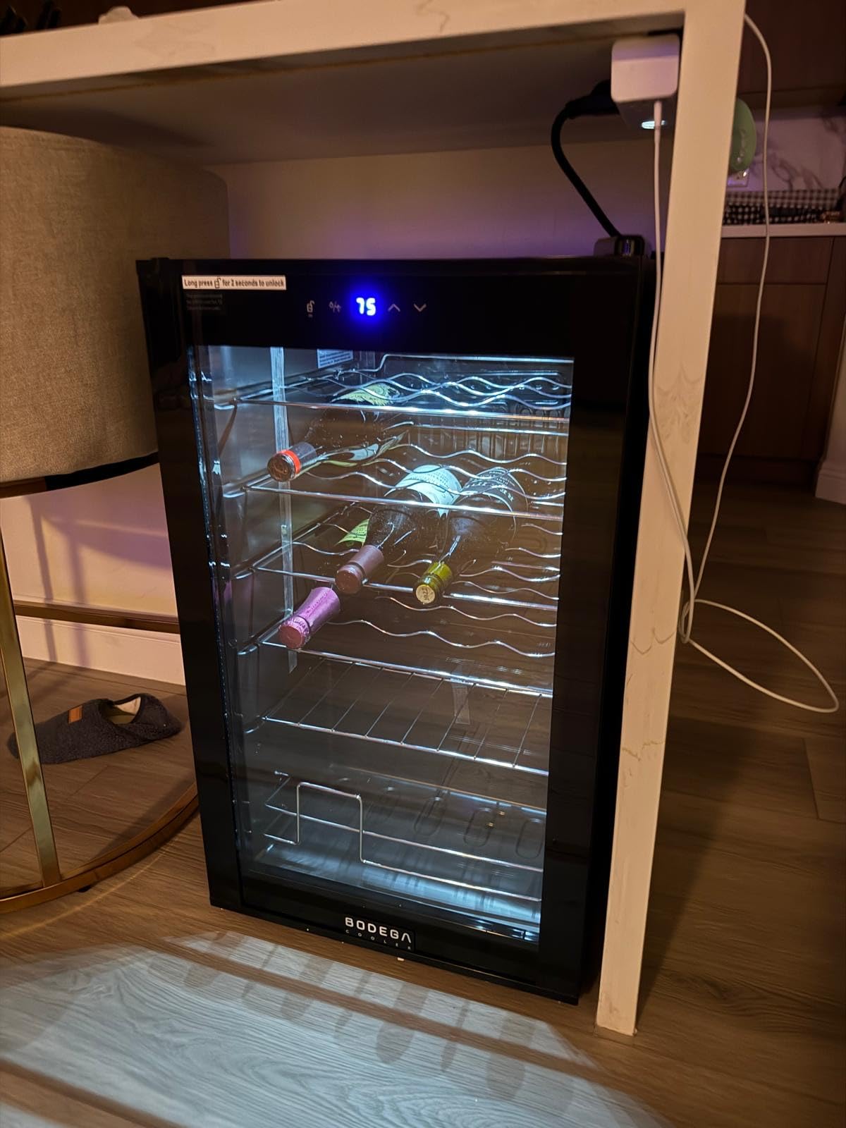 BODEGA 15 Inch Wine Fridge Dual Zone, 30 Bottle, Black Under Counter Freestanding Wine Cooler For Home and Kitchen, with Double-Layer Glass Door, Digital Temperature Control and Temperature Memory. - Customer Photo 1