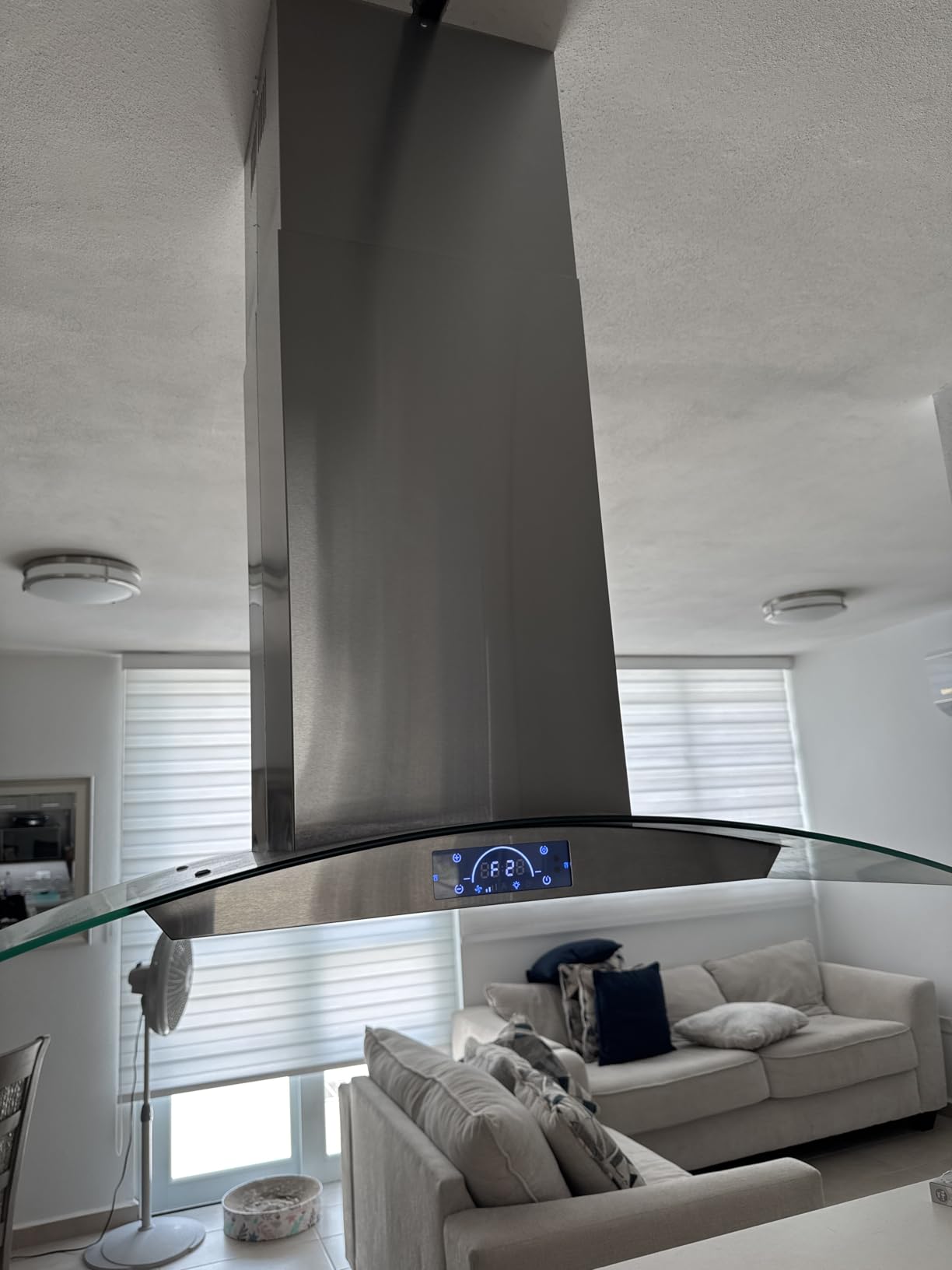 FIREGAS Black Island Range Hood 36 Inch, 700 CFM Ductless/Ducted Ceiling Mount Range Hood with 3 Speed Fan, Gesture, Remote & Touch Control, LED Light Vent Hood for Kitchen Customer Review FIREGAS Black Island Range Hood 36 Inch, 700 CFM Ductless/Ducted Ceiling Mount Range Hood with 3 Speed Fan, Gesture, Remote & Touch Control, LED Light Vent Hood for Kitchen - Customer Photo 1