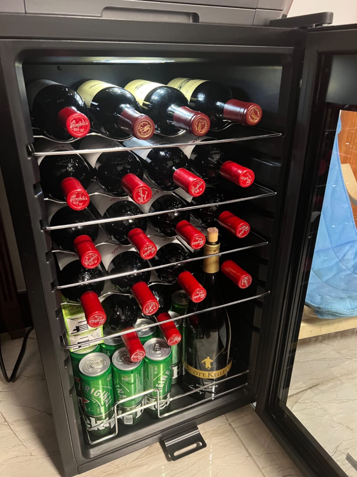 24 Inch Wine Fridge Under Counter, 46 Bottle Dual Zone Wine Cooler, Built-in/Freestanding Wine Refrigerator with Stainless Steel/Tempered Glass Door& Lock/Silent Compressor(4.9 cu.ft) - Customer Photo 2