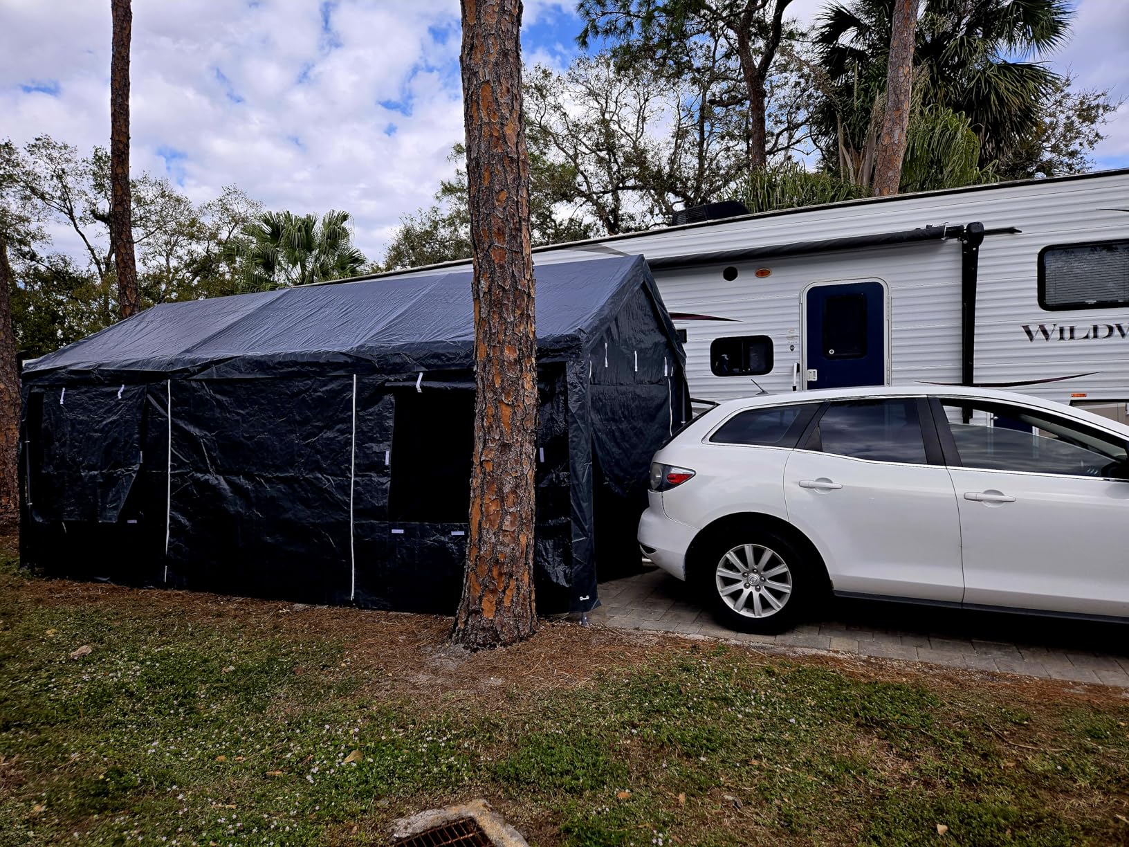 Walsunny Carport, 12x20 ft Heavy Duty Carport Canopy with Roll-up Windows, Portable Garage with Removable Sidewalls & Doors, Car Canopy with All-Season Tarp for Car, Truck, Boat - Customer Photo 2