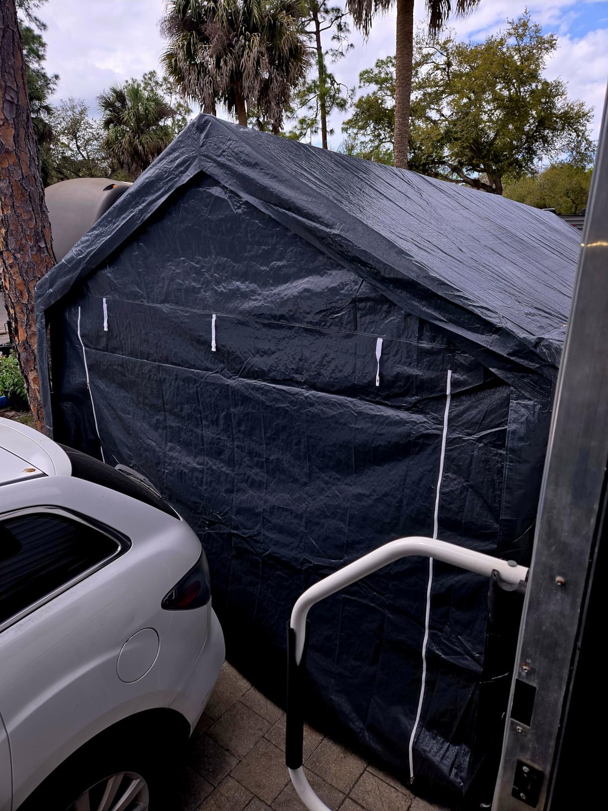 Walsunny Carport, 12x20 ft Heavy Duty Carport Canopy with Roll-up Windows, Portable Garage with Removable Sidewalls & Doors, Car Canopy with All-Season Tarp for Car, Truck, Boat - Customer Photo 3