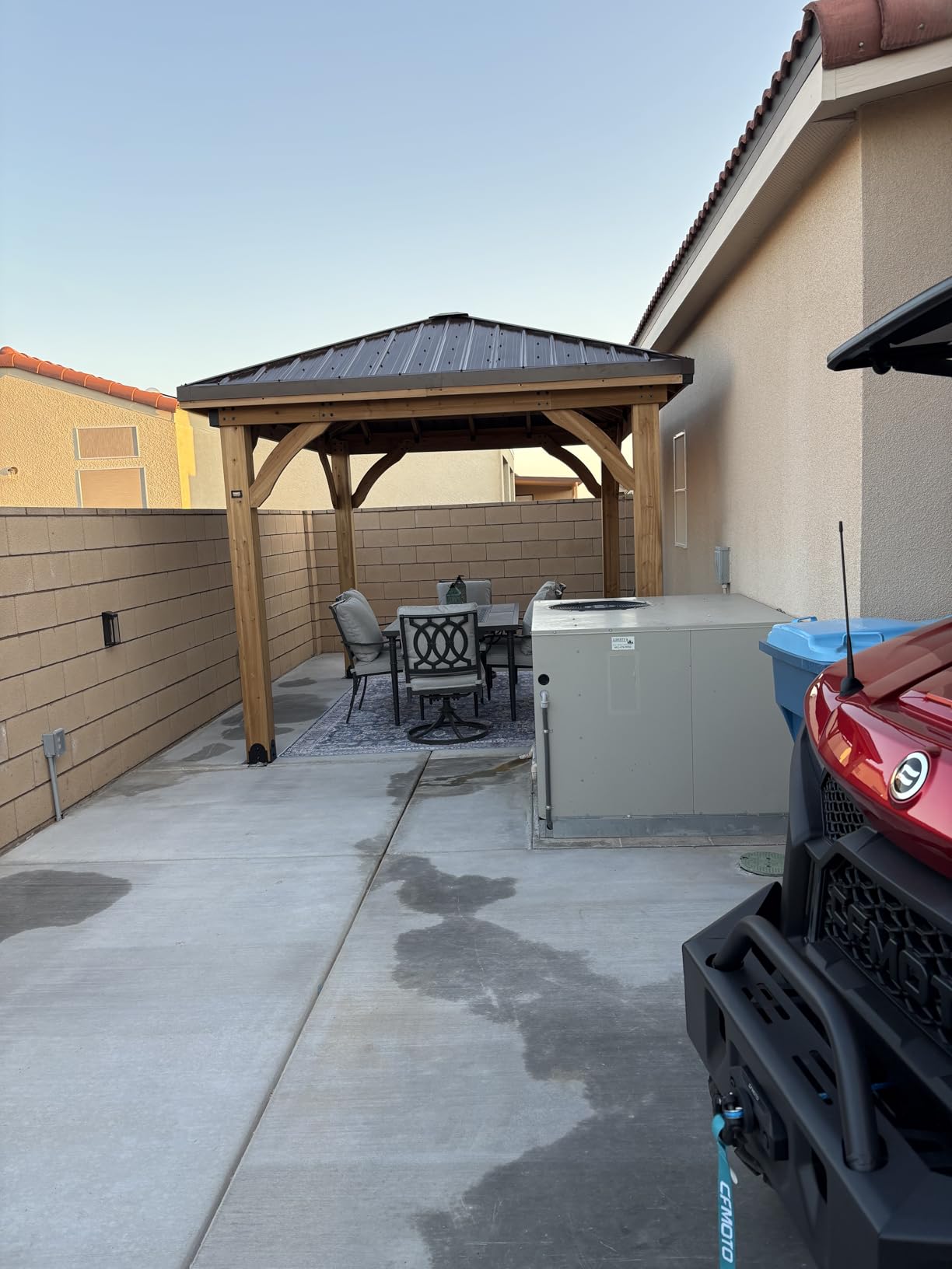 Backyard Discovery Barrington 12' x 12' Cedar Wood Outdoor Gazebo Pavilion with Hardtop Galvanized Steel Hip Roof, Snow Support, Wind Resistance, PowerPort, Shade for Garden, Patio, Deck, Entertaining - Customer Photo 1