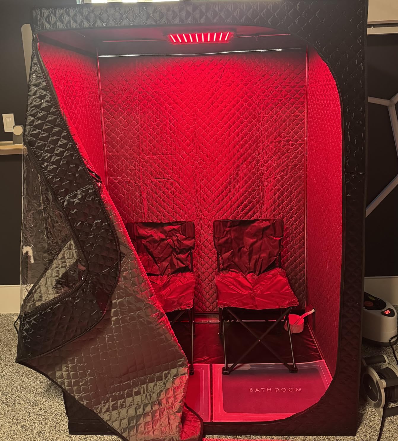 2 Person Sauna Portable Infrared Steam Sauna with 660nm Red Light Therapy Lamp & 2X 3L 1300W Steamers, 2 Folding Chair, XXXL Sauna Box Sauna Tent Home Sauna, 72