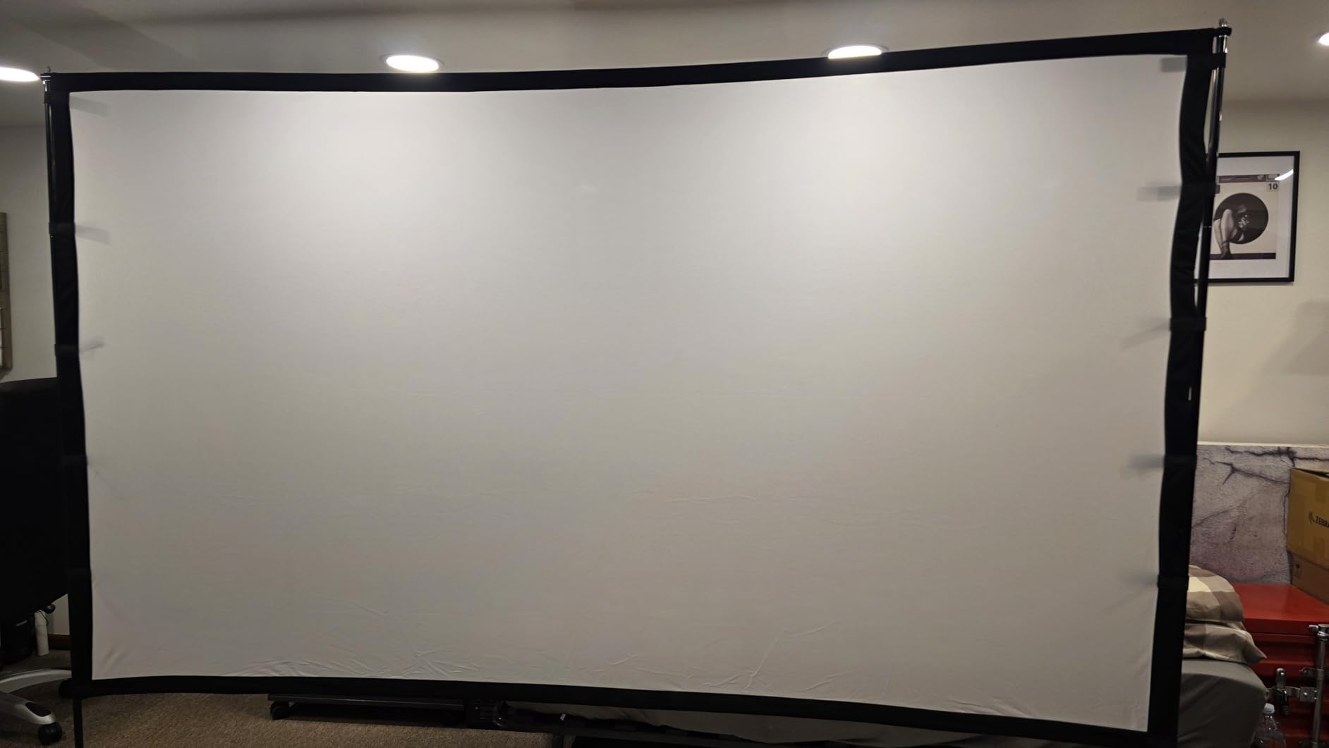 Outdoor Projector Screen with Stand - 120 inch Portable Projector Screens Indoor Outdoor Projector Screen 16:9 4K HD Outdoor Movie Screen with Carry Bag,Enioy Home Theater Projection Screen. - Customer Photo 1