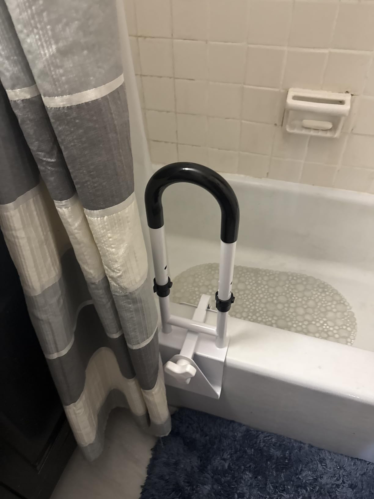 Adjustable Bathtub Safety Rail: Shower Grab Bar Handle for Seniors, Elderly, and Disabled, 14–18 Inch Height Range, Bathroom Safety Bars with Non-Slip Grip, Supports 300 lbs - Customer Photo 1