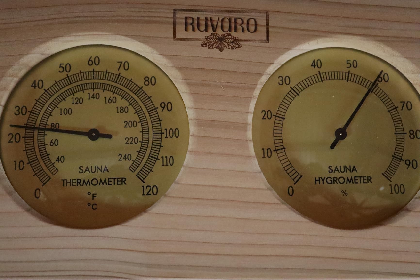 Sauna Thermometer and Hygrometer 2-in-1 – Handcrafted from Canadian Red Cedar Wood - Analog Temperature & Humidity Gauge – Fahrenheit & Celsius – Premium Glass Dial – Luxury Sauna Accessories - Customer Photo 2