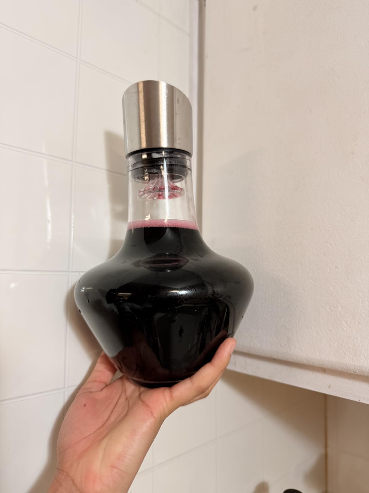 Wine Decanter with Aerator (750ml) Crystal Glass Elegant One-Bottle Wine Aerating Decanter for Enhanced Flavor & Aroma - Customer Photo 1