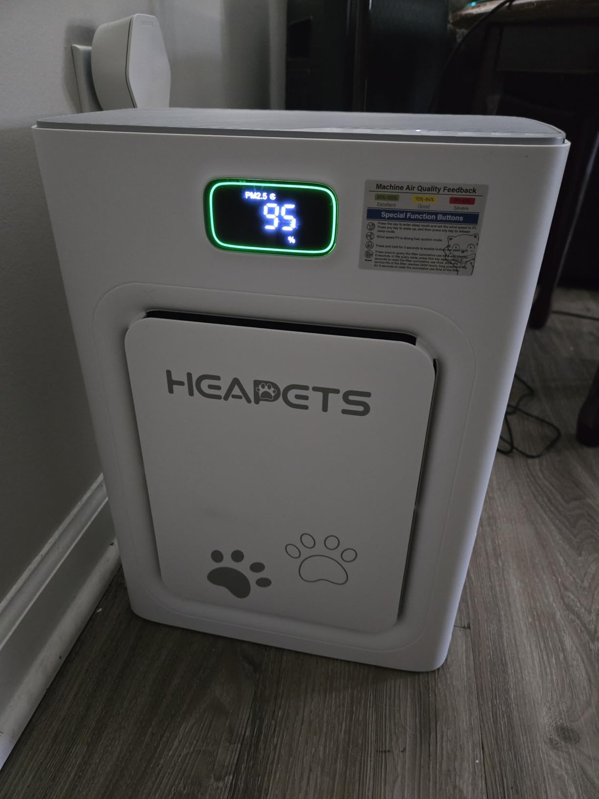 Pet Air Purifier for Home Large Room up to 2500 sq ft, H13 HEPA Double-Sided Air Filter Washable, Air Cleaner for Pet Hair Dander Odor Allergies Pollutant, PM2.5 Air Quality Monitor, Auto Mode, Grey - Customer Photo 1