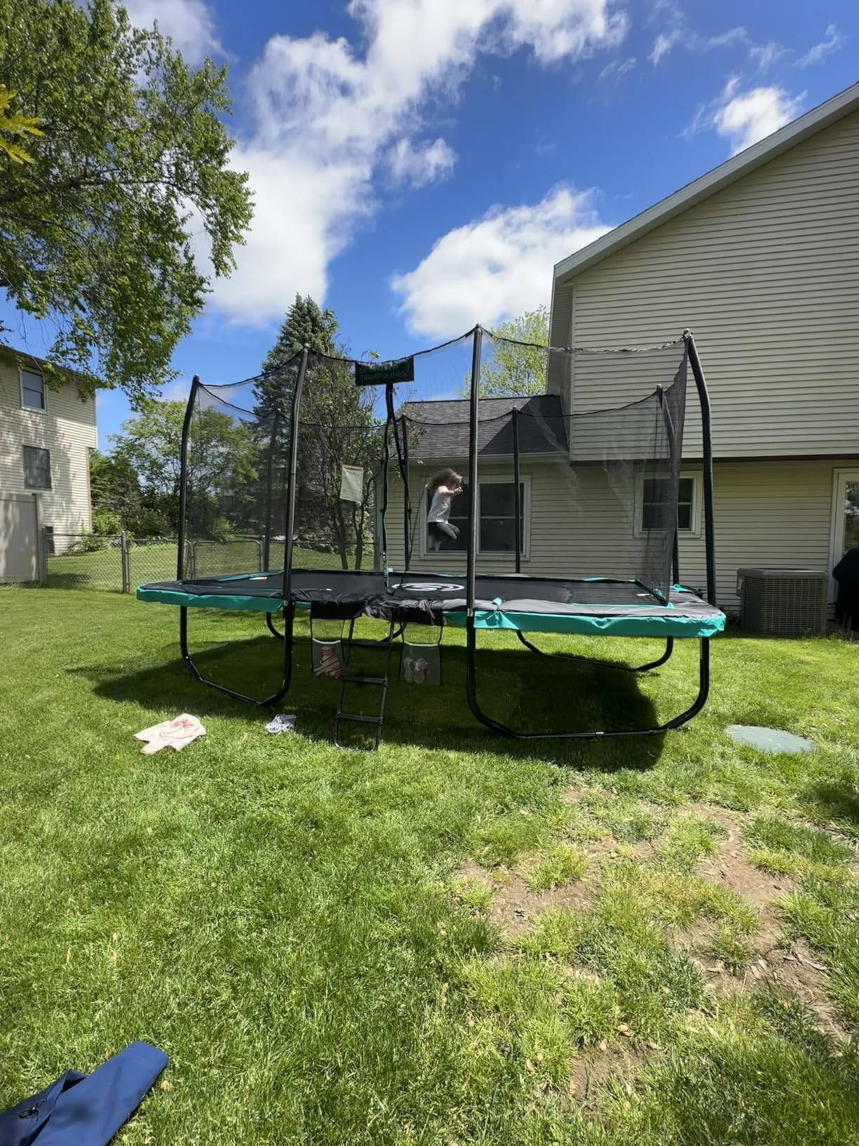 SKYWALKER TRAMPOLINES 12 FT 15 FT Round Trampoline with Safety Enclosure Net, 9 x 15 FT Rectangle Outdoor Trampoline, Recreational Trampoline for Kids - Customer Photo 4