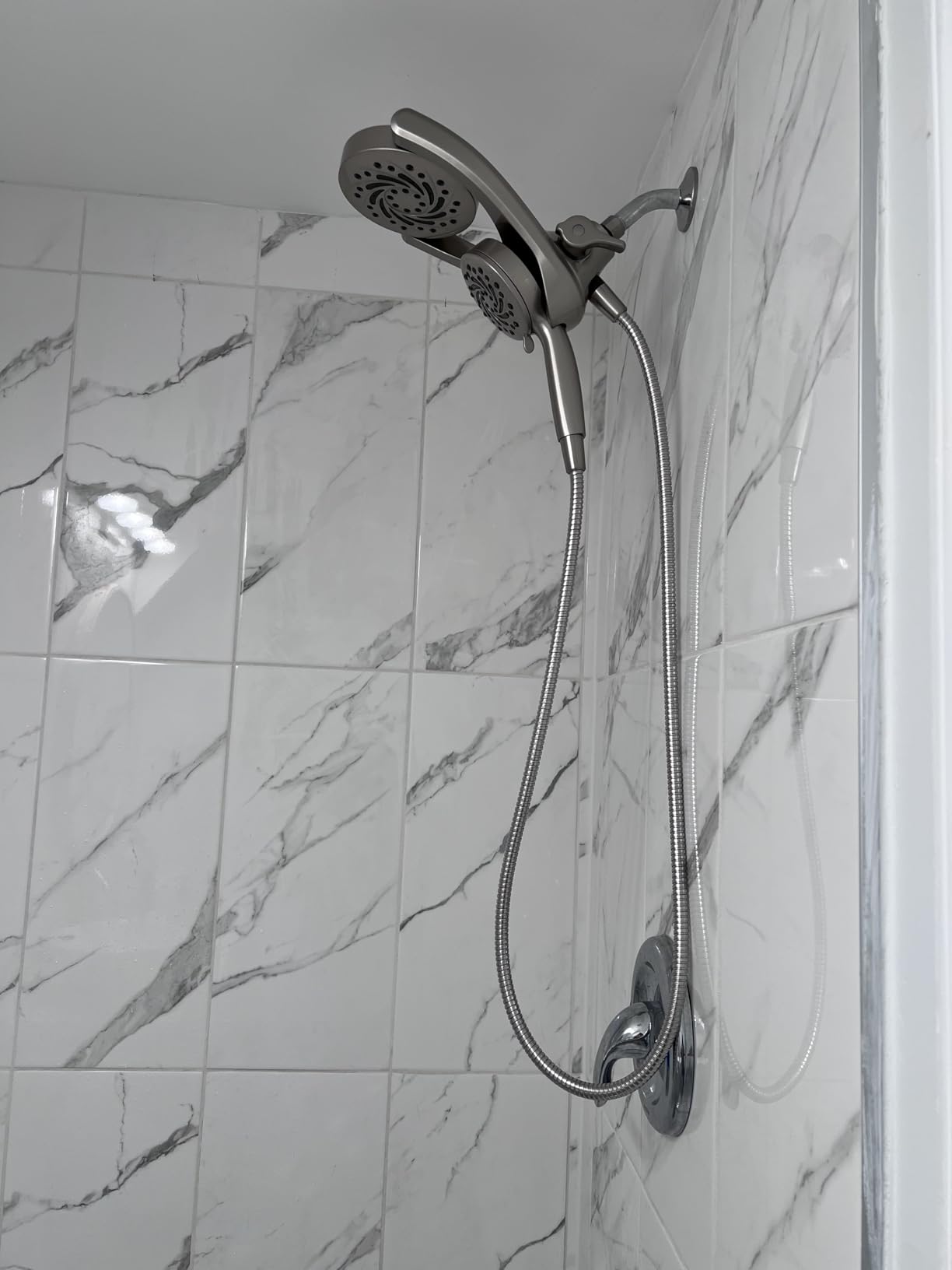Delta 5-Setting HydroRain 2-in-1 Dual Shower Head with ProClean Spray, Brushed Nickel High Pressure Shower Head with Handheld Spray, 1.75 GPM Flow Rate, Satin Nickel 75419SN - Customer Photo 3